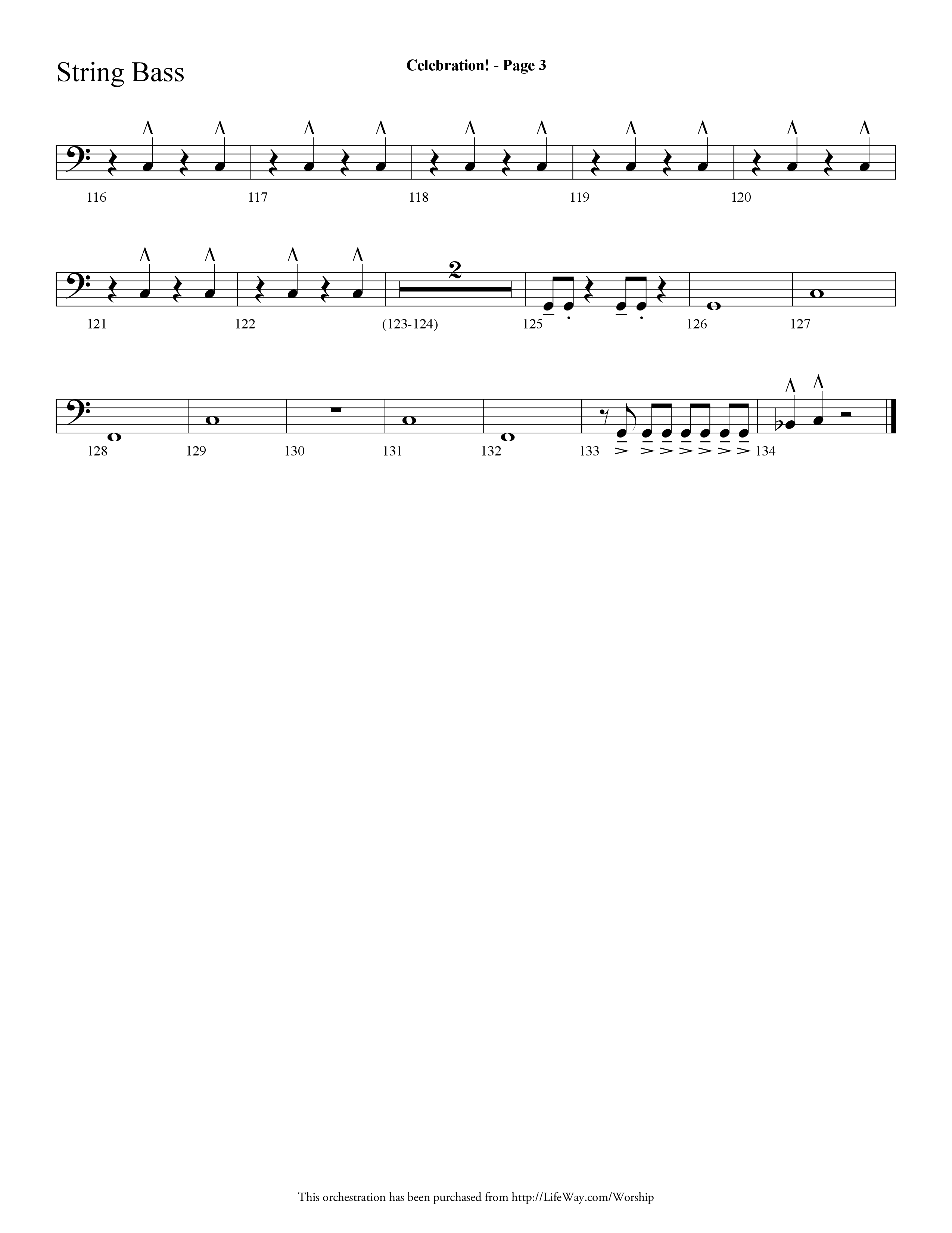 Celebration (Choral Anthem SATB) String Bass (Lifeway Choral / Arr. Dave Williamson)