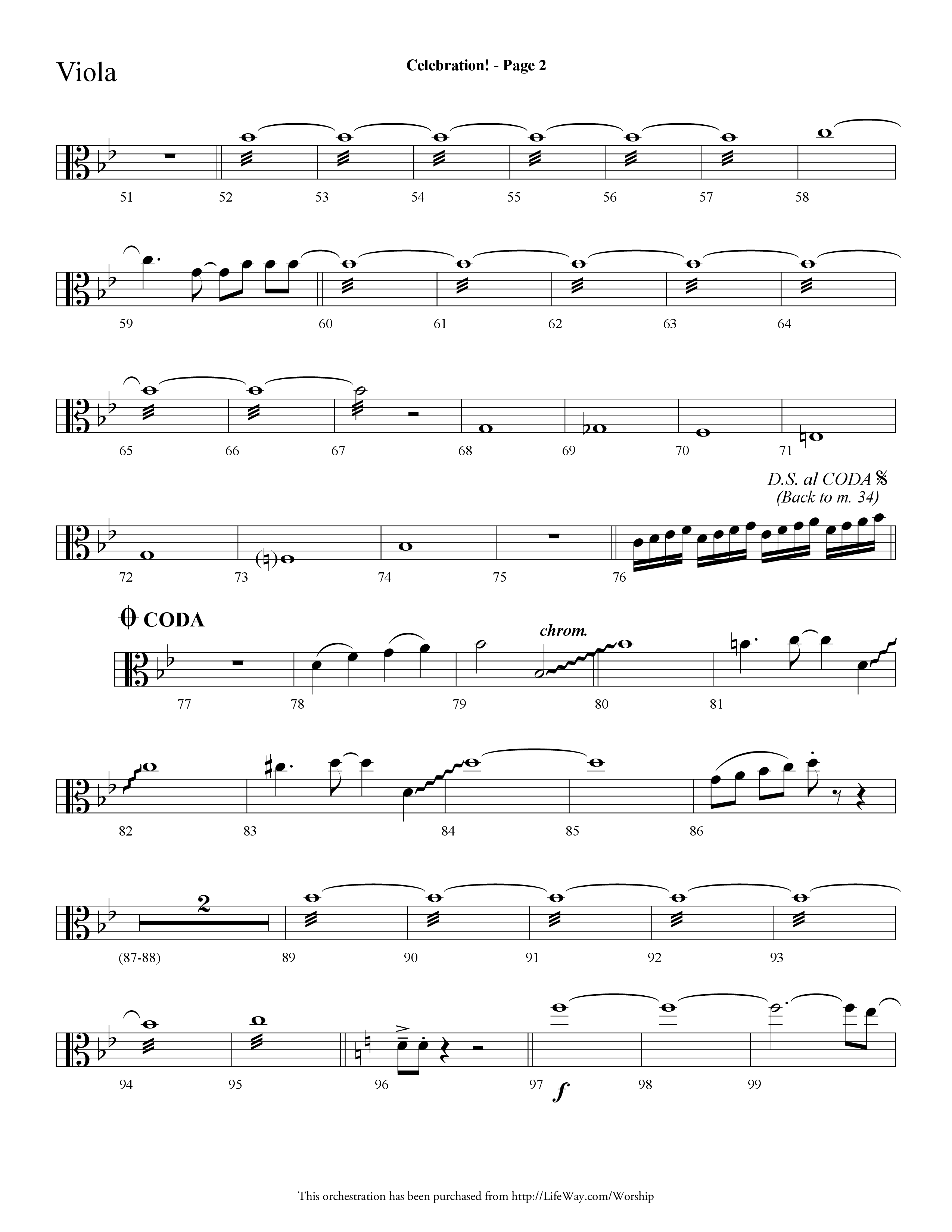 Celebration (Choral Anthem SATB) Viola (Lifeway Choral / Arr. Dave Williamson)