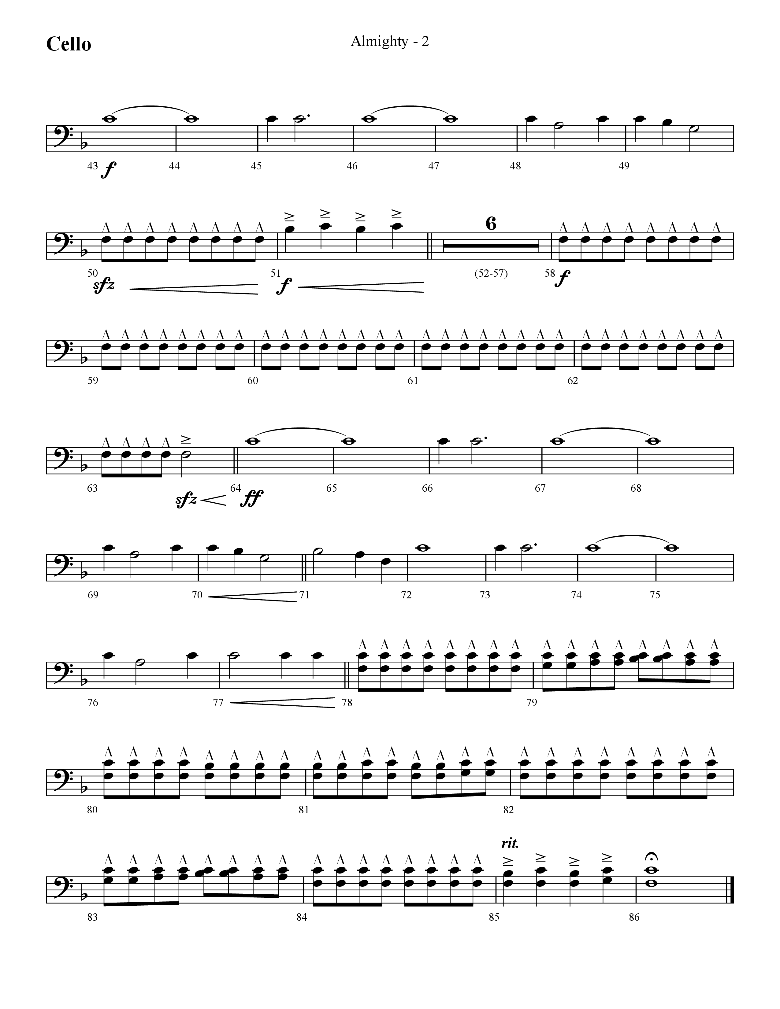 Almighty with Holy Holy Holy (Choral Anthem SATB) Cello (Lifeway Choral / Arr. Cliff Duren)