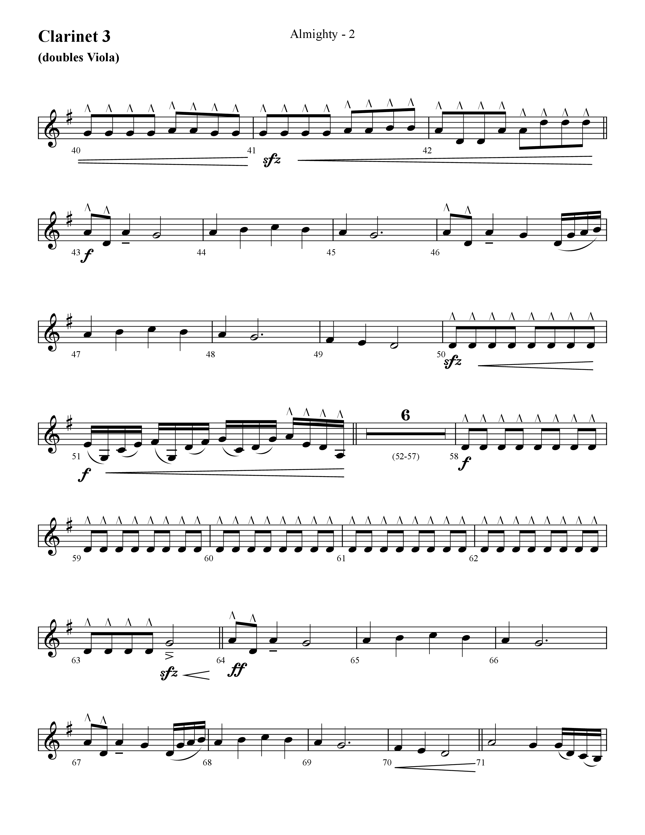 Almighty with Holy Holy Holy (Choral Anthem SATB) Clarinet 3 (Lifeway Choral / Arr. Cliff Duren)
