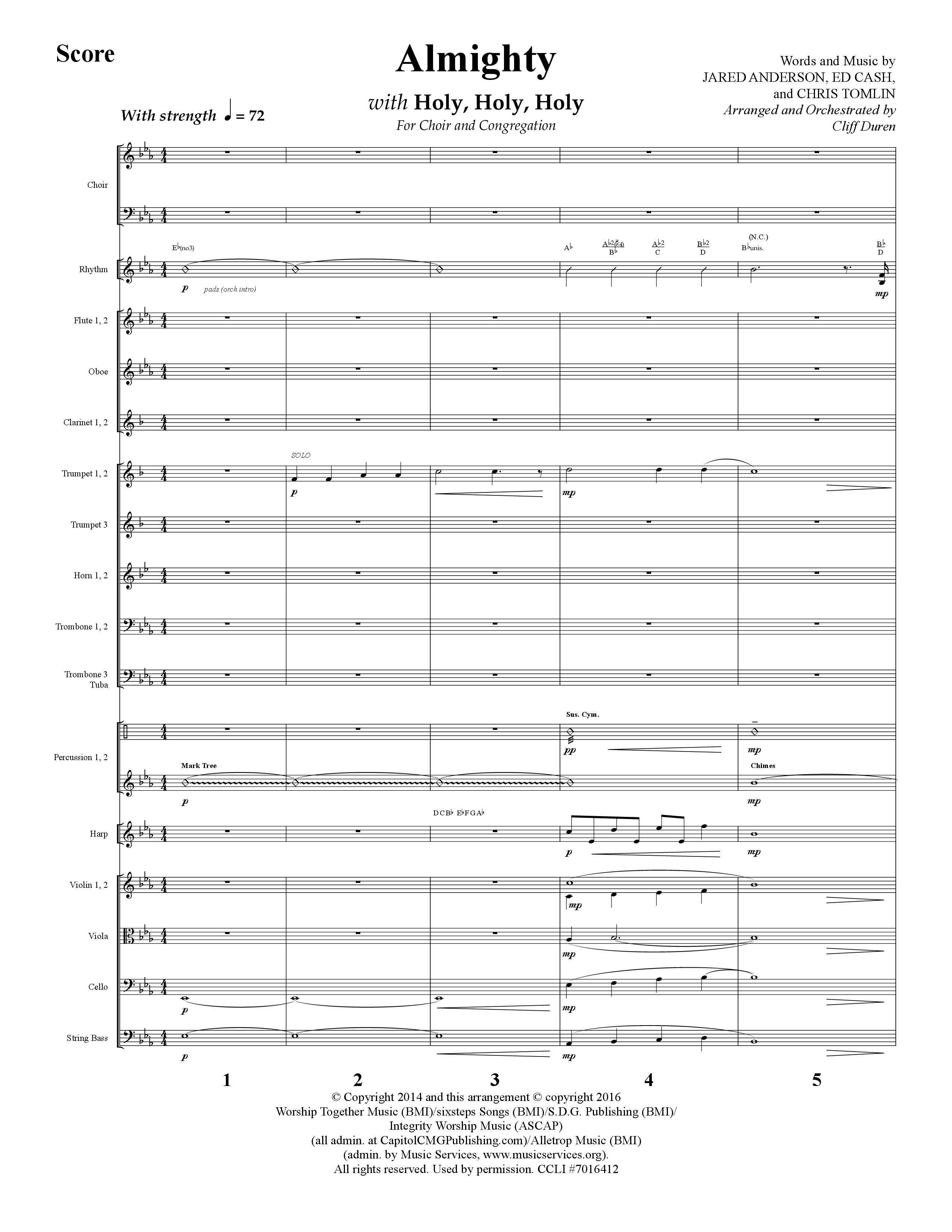 Almighty with Holy Holy Holy (Choral Anthem SATB) Orchestration (Lifeway Choral / Arr. Cliff Duren)