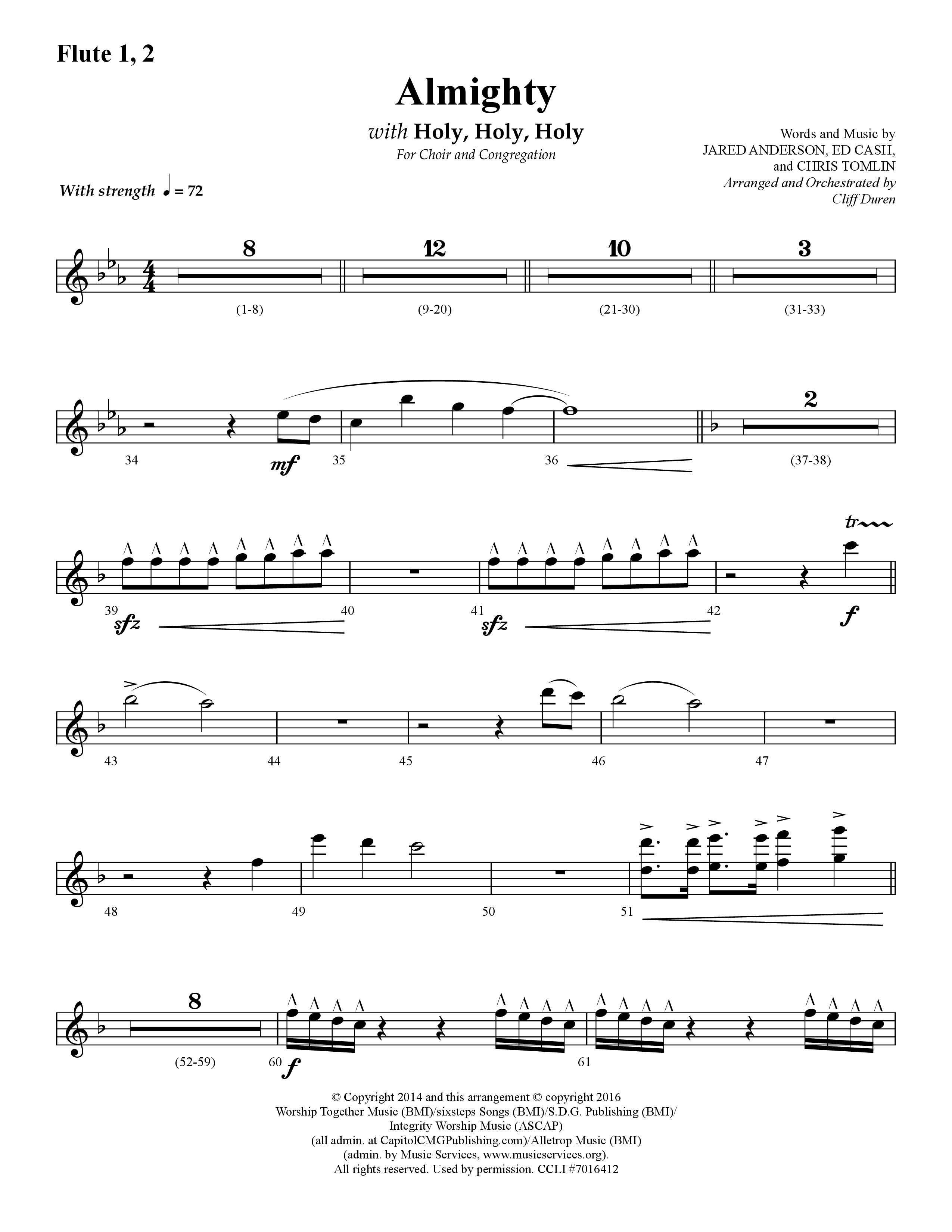 Almighty with Holy Holy Holy (Choral Anthem SATB) Flute 1/2 (Lifeway Choral / Arr. Cliff Duren)