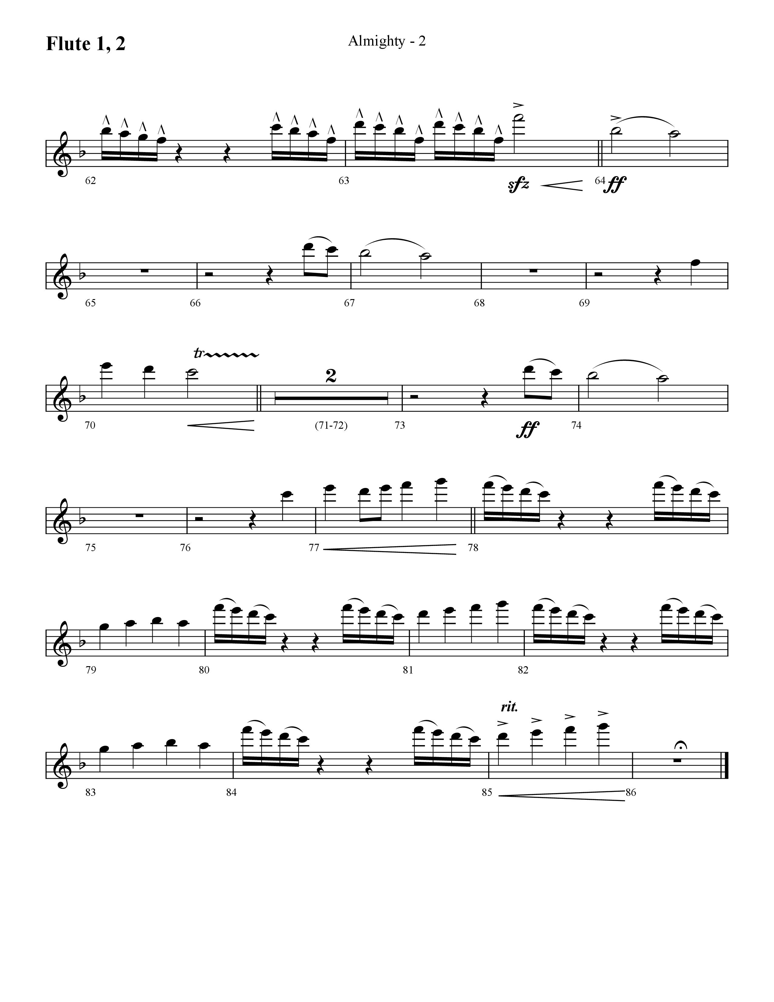 Almighty with Holy Holy Holy (Choral Anthem SATB) Flute 1/2 (Lifeway Choral / Arr. Cliff Duren)