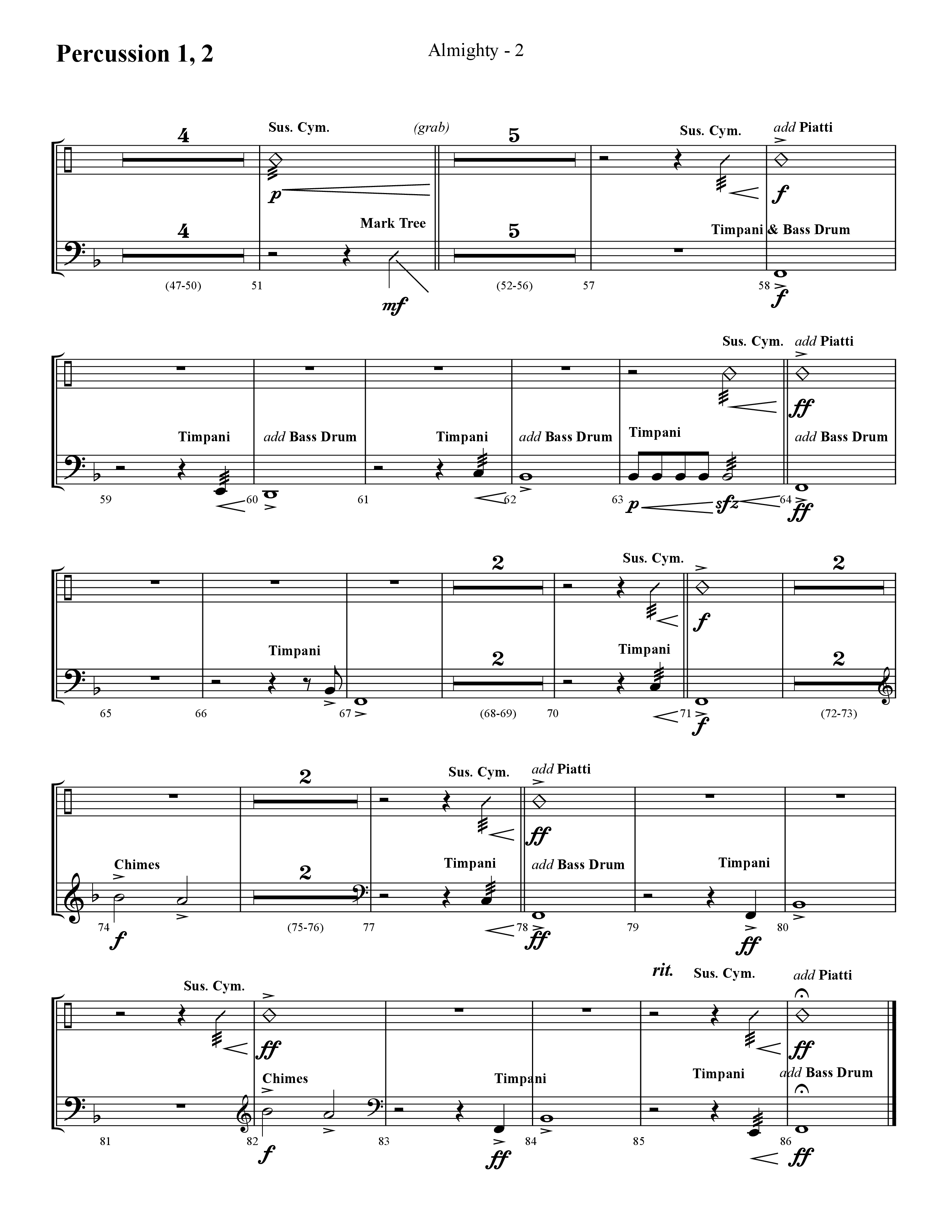Almighty with Holy Holy Holy (Choral Anthem SATB) Percussion 1/2 (Lifeway Choral / Arr. Cliff Duren)