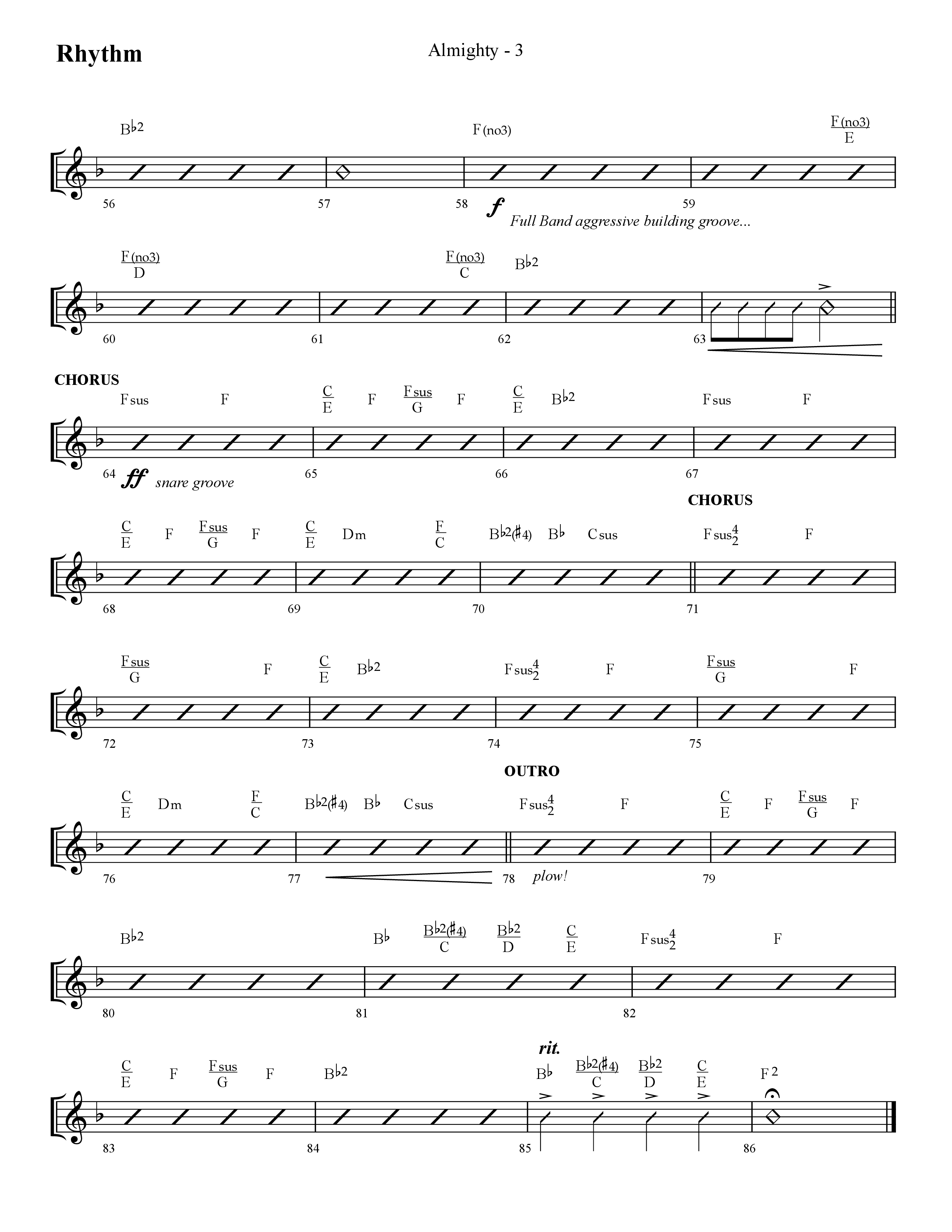 Almighty with Holy Holy Holy (Choral Anthem SATB) Rhythm Chart (Lifeway Choral / Arr. Cliff Duren)