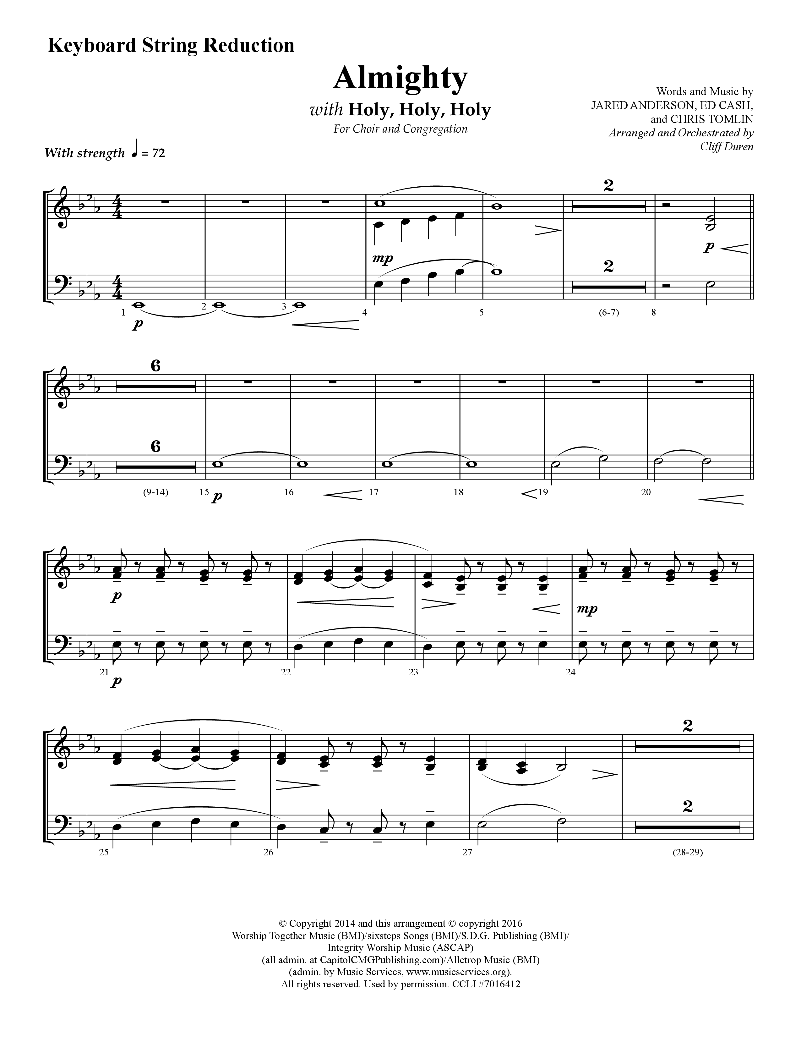 Almighty with Holy Holy Holy (Choral Anthem SATB) String Reduction (Lifeway Choral / Arr. Cliff Duren)