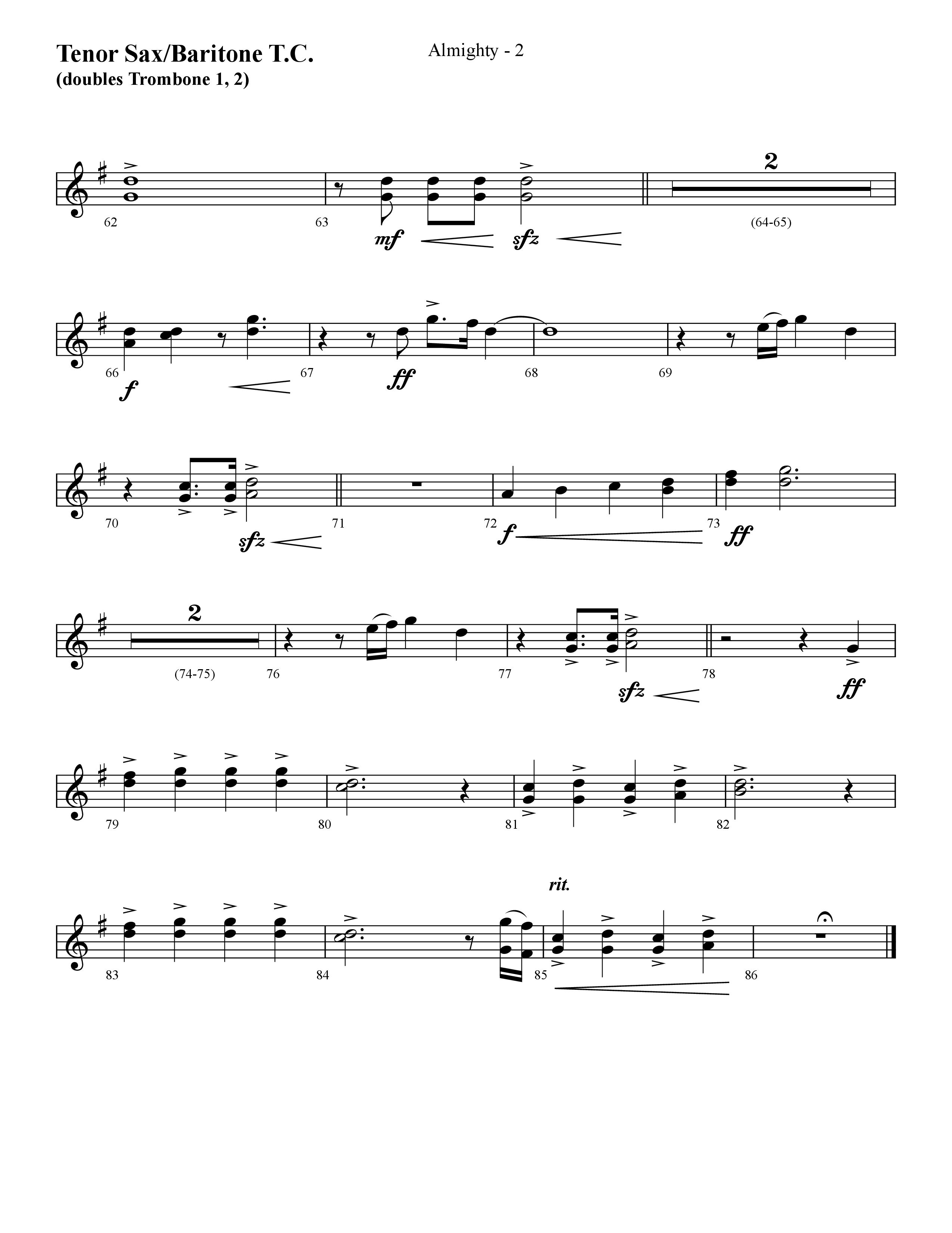 Almighty with Holy Holy Holy (Choral Anthem SATB) Tenor Sax/Baritone T.C. (Lifeway Choral / Arr. Cliff Duren)