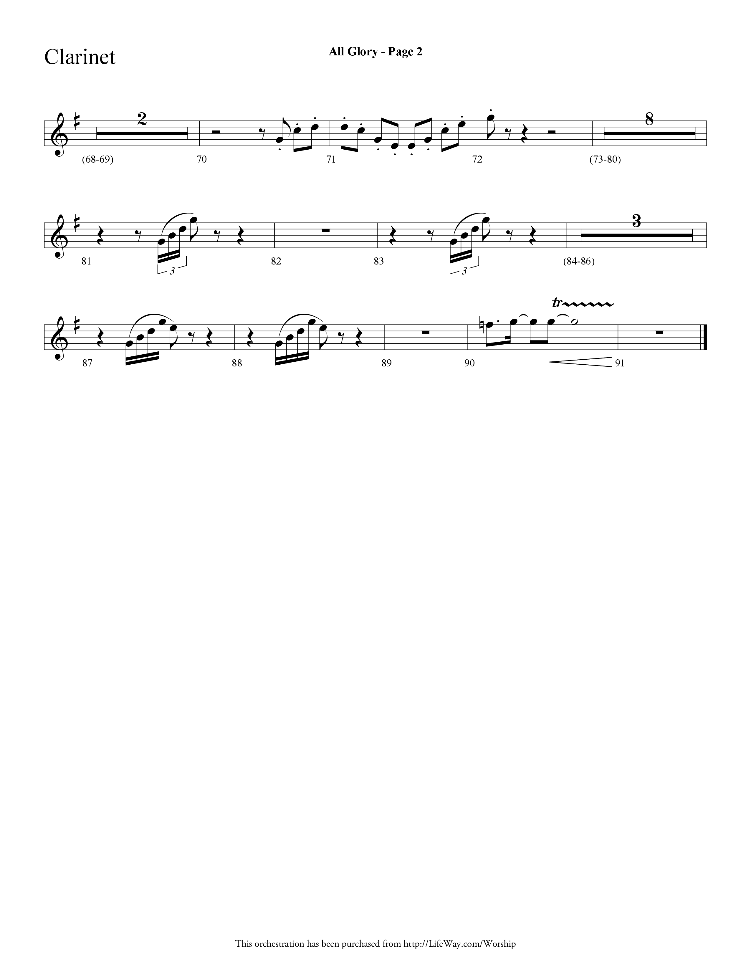 All Glory (Choral Anthem SATB) Clarinet (Lifeway Choral / Arr. Dave Williamson)
