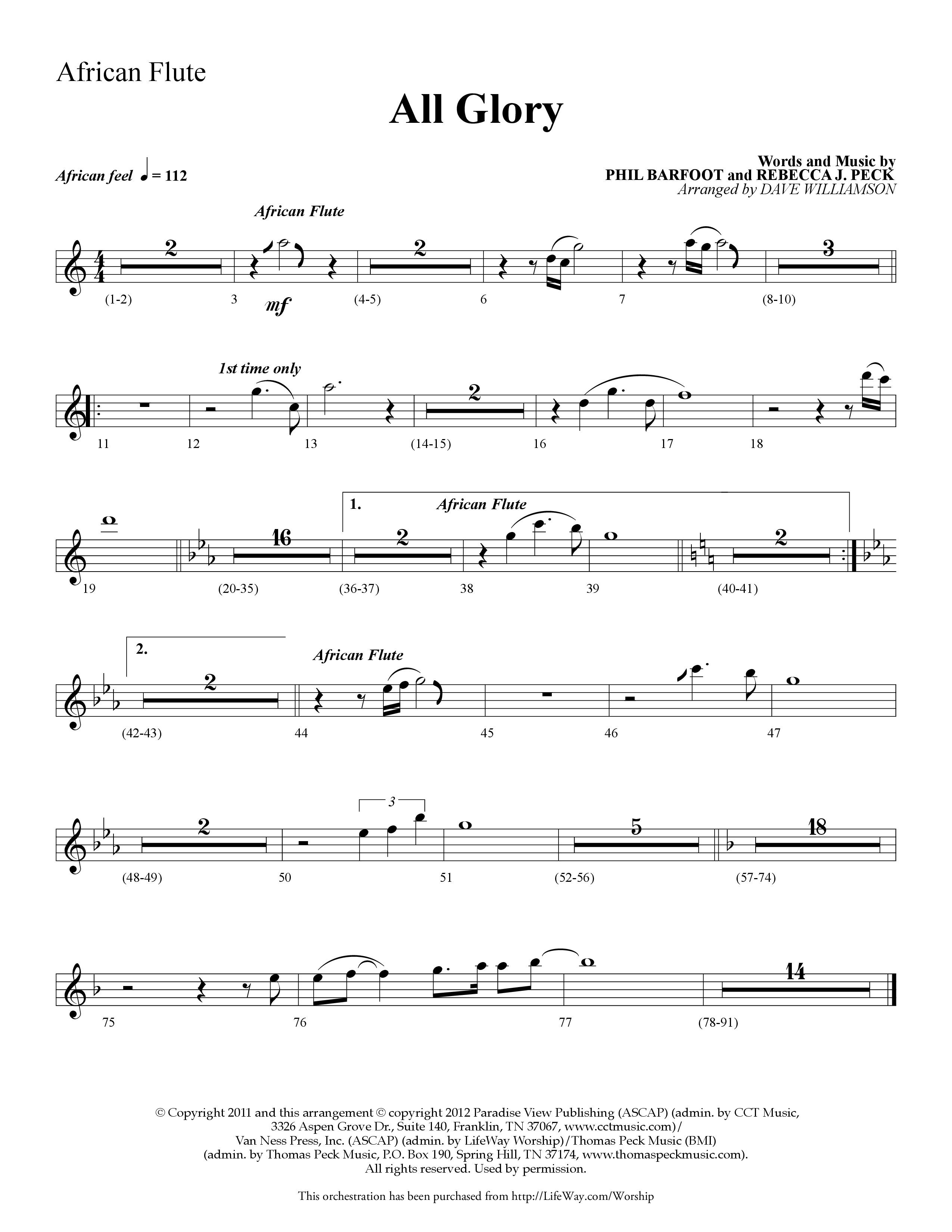 All Glory (Choral Anthem SATB) Flute (Lifeway Choral / Arr. Dave Williamson)