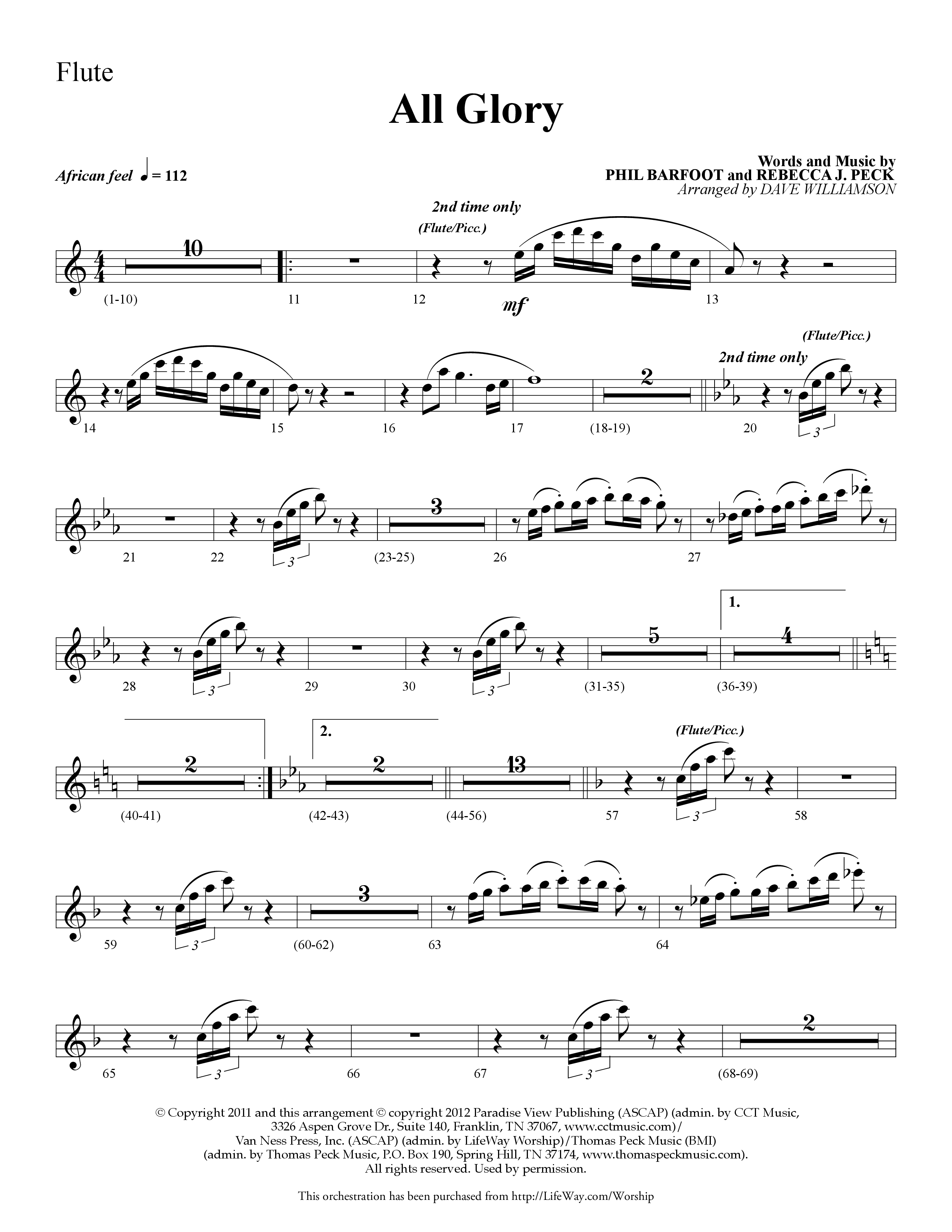 All Glory (Choral Anthem SATB) Flute (Lifeway Choral / Arr. Dave Williamson)