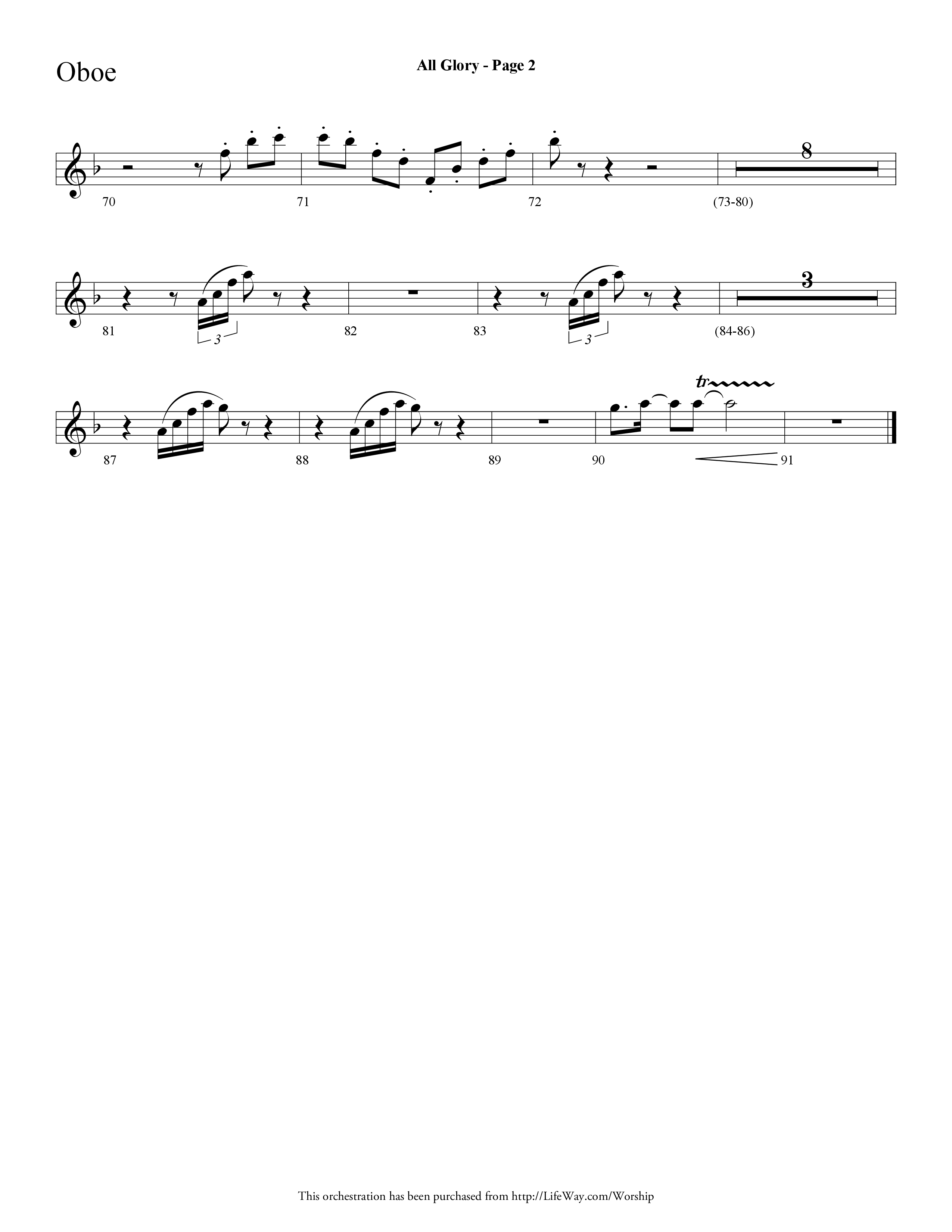 All Glory (Choral Anthem SATB) Oboe (Lifeway Choral / Arr. Dave Williamson)