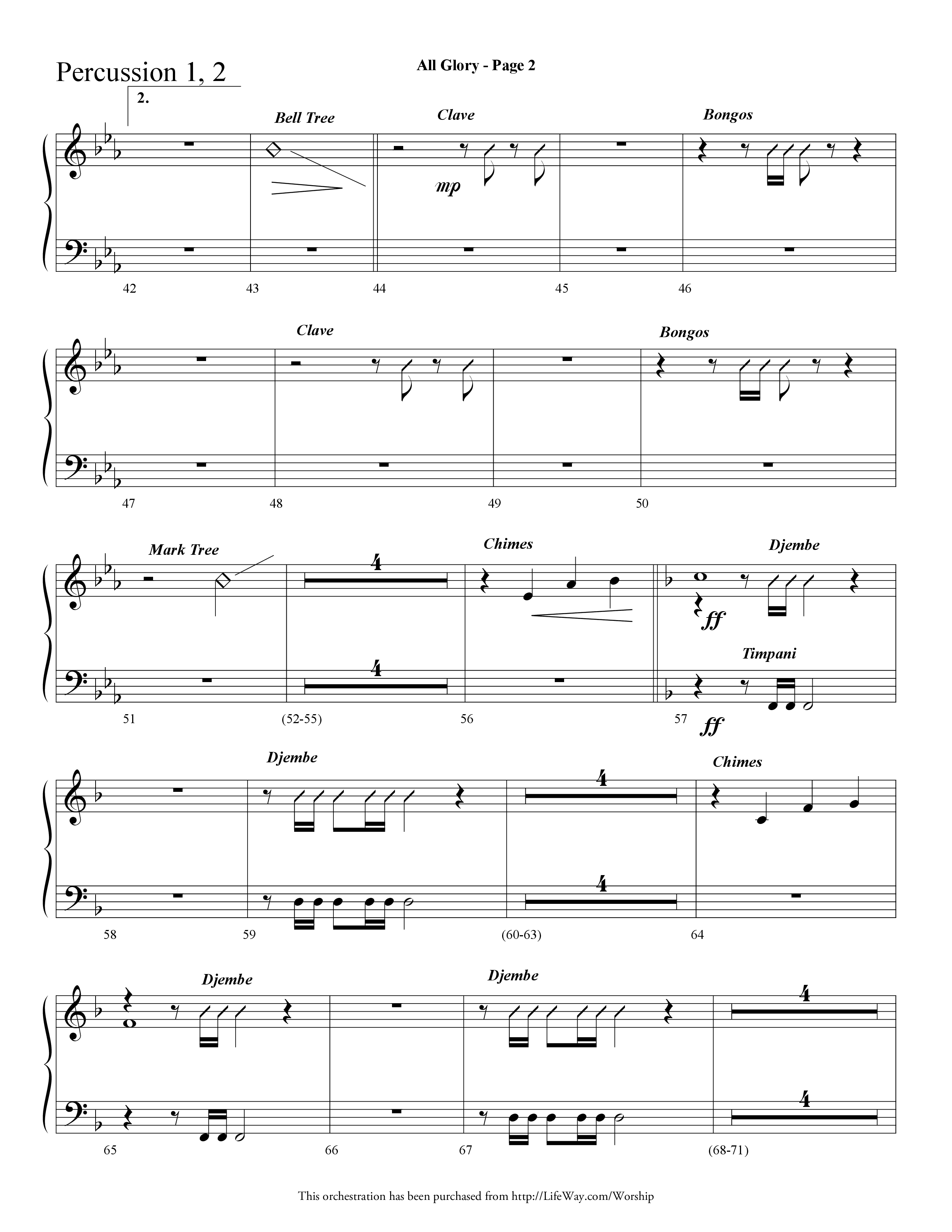 All Glory (Choral Anthem SATB) Percussion 1/2 (Lifeway Choral / Arr. Dave Williamson)