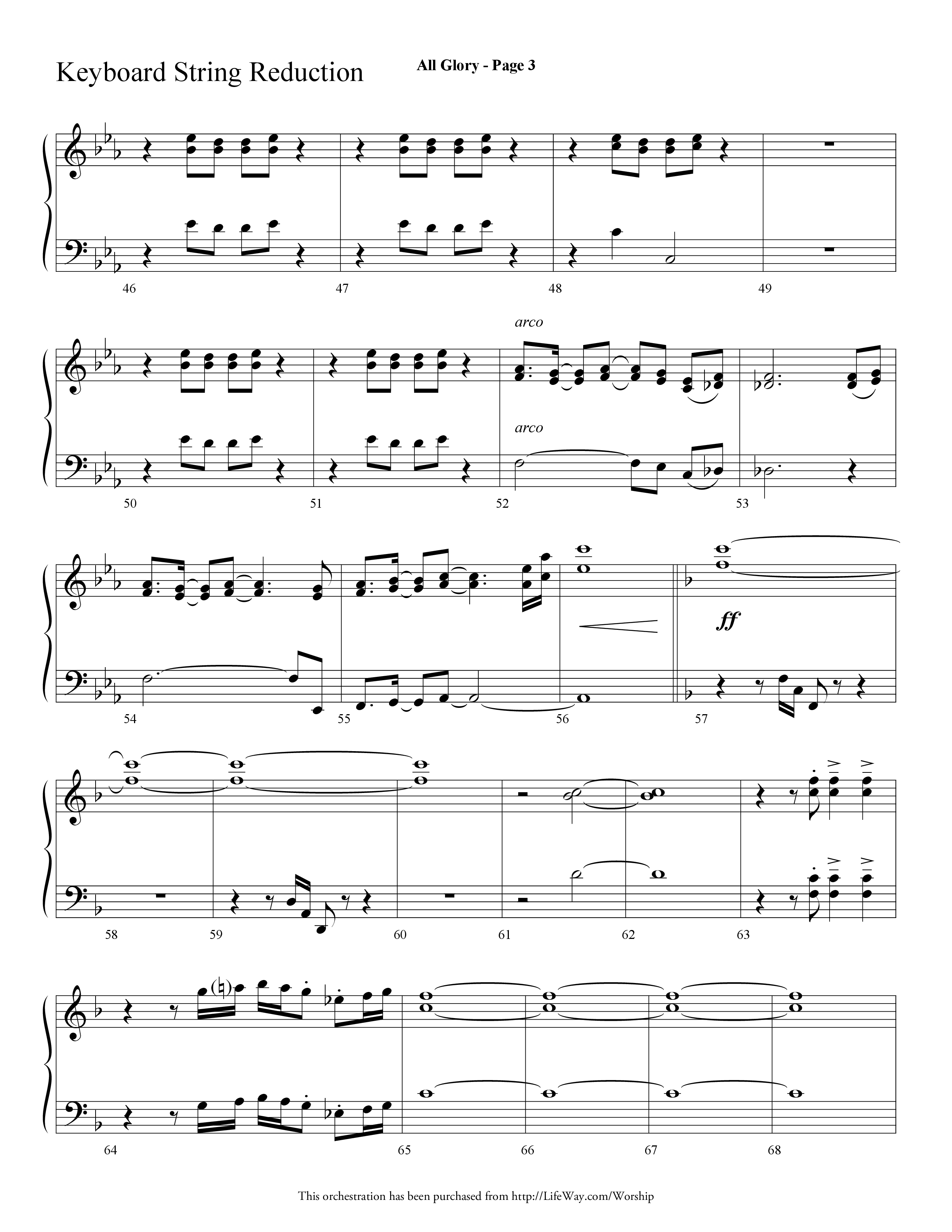 All Glory (Choral Anthem SATB) String Reduction (Lifeway Choral / Arr. Dave Williamson)