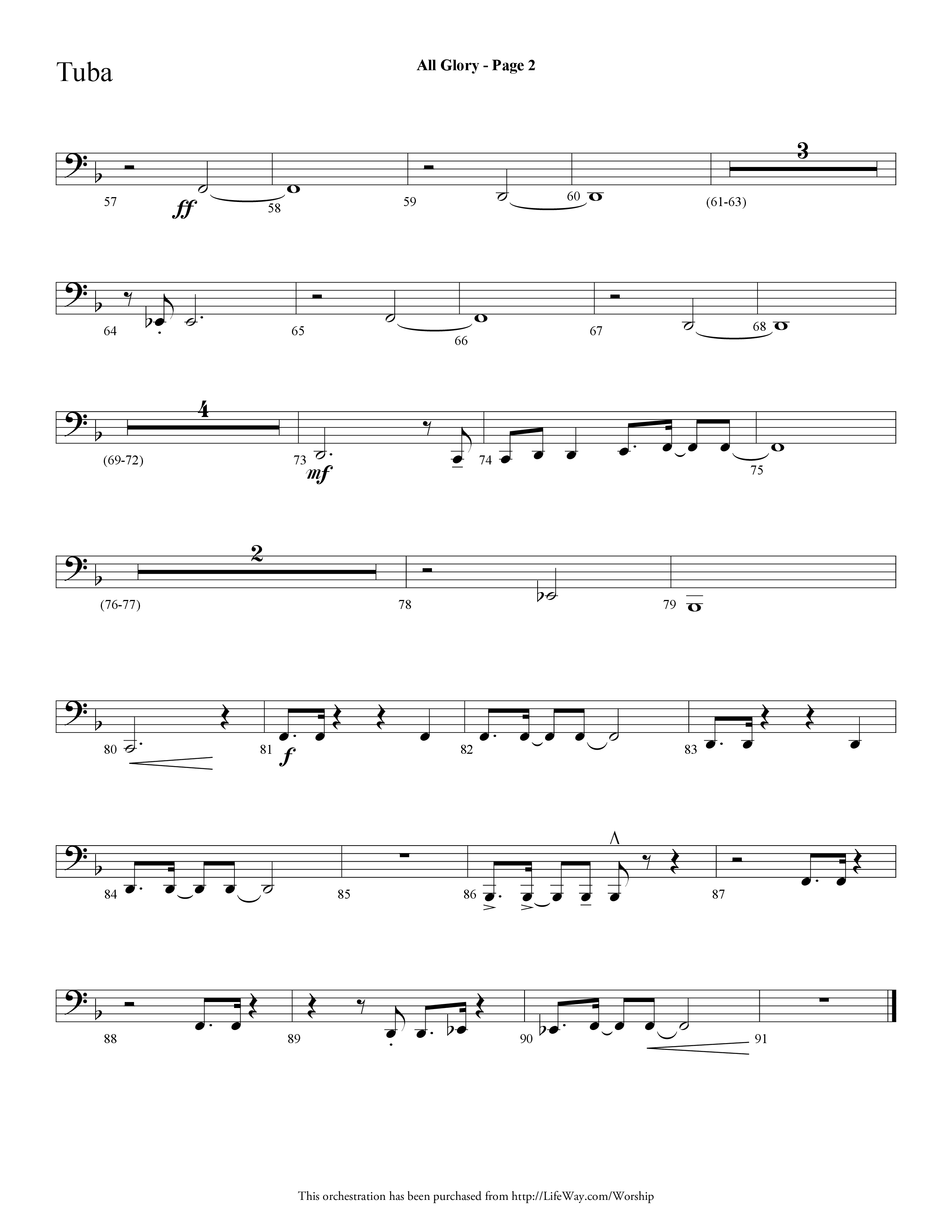 All Glory (Choral Anthem SATB) Tuba (Lifeway Choral / Arr. Dave Williamson)