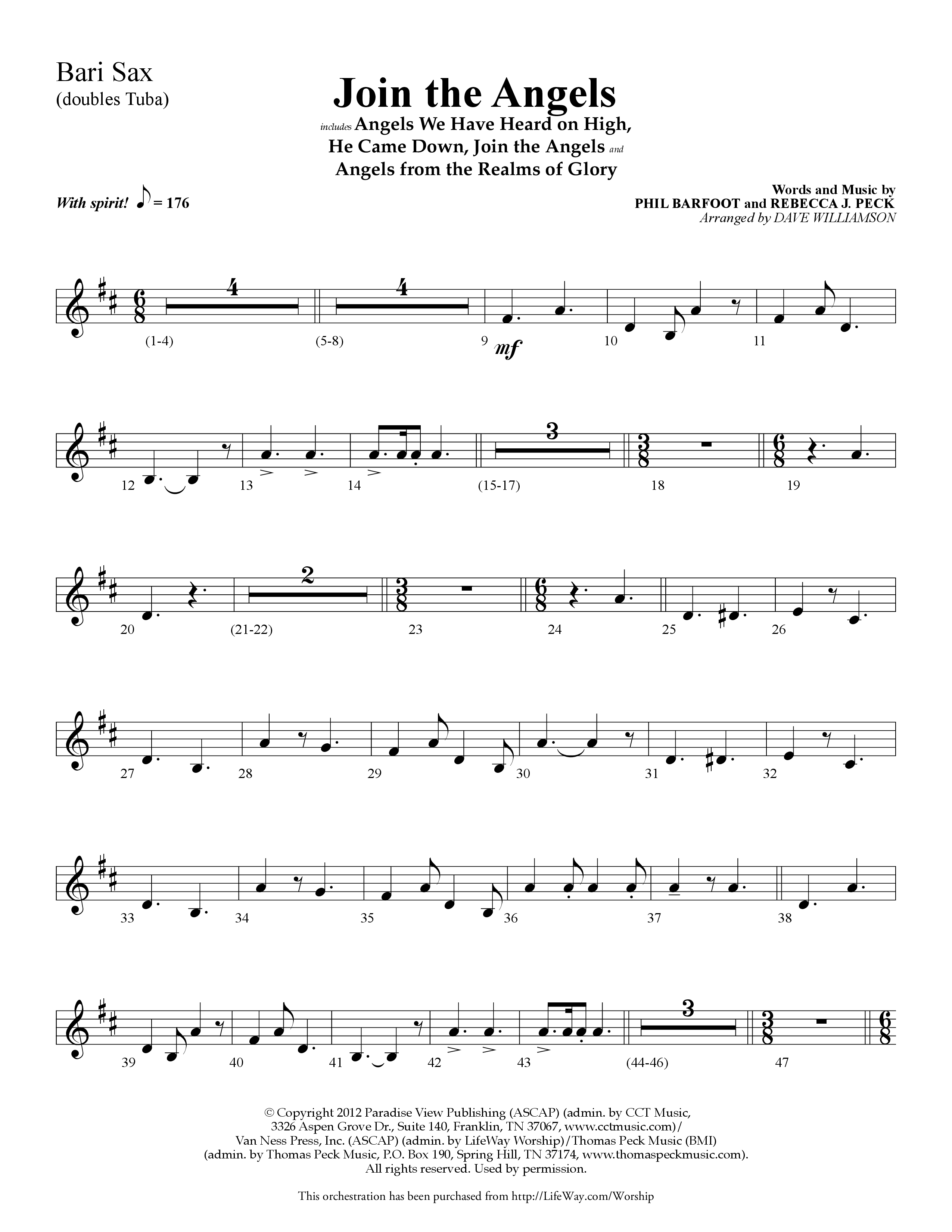 Join the Angels (Choral Anthem SATB) Bari Sax (Lifeway Choral / Arr. Dave Williamson)