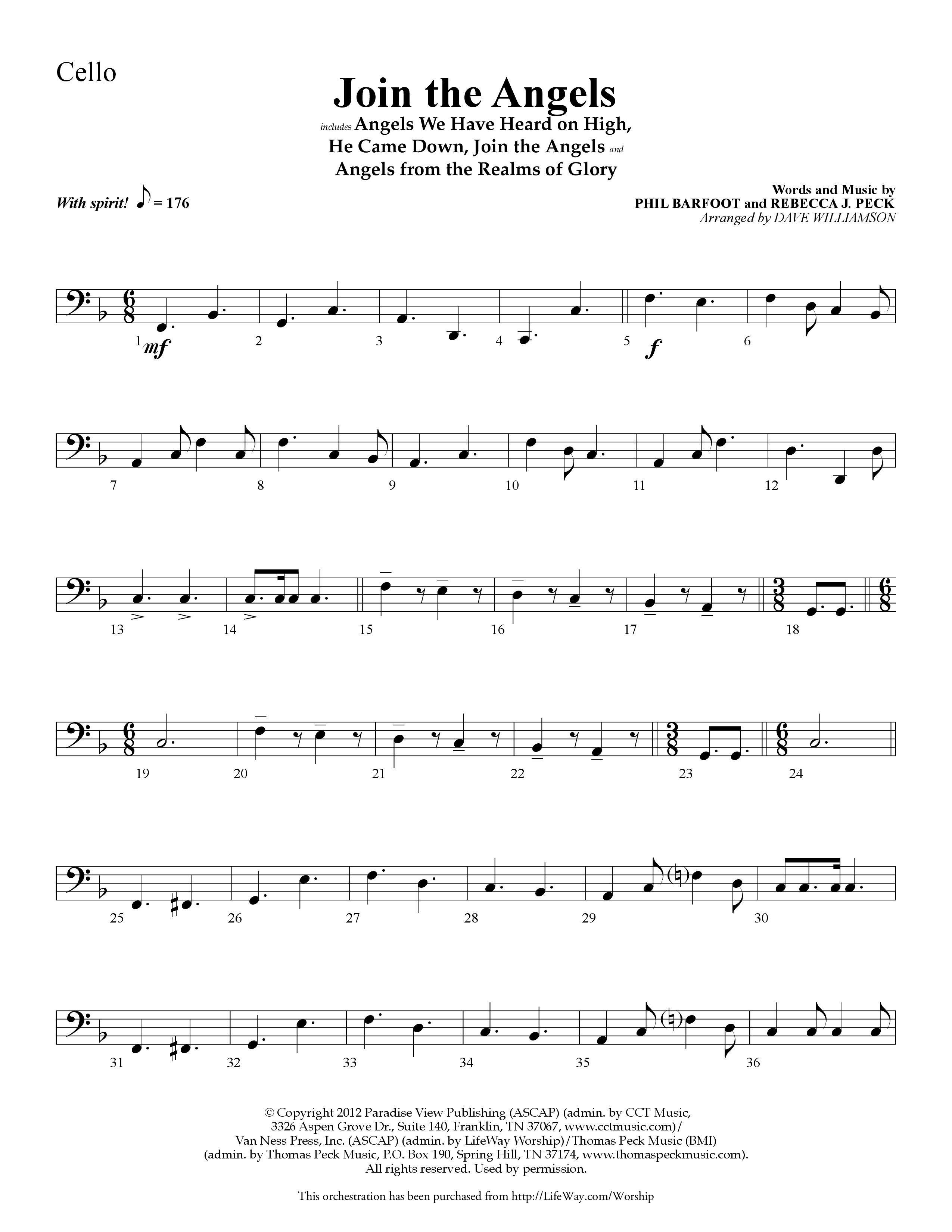 Join the Angels (Choral Anthem SATB) Cello (Lifeway Choral / Arr. Dave Williamson)