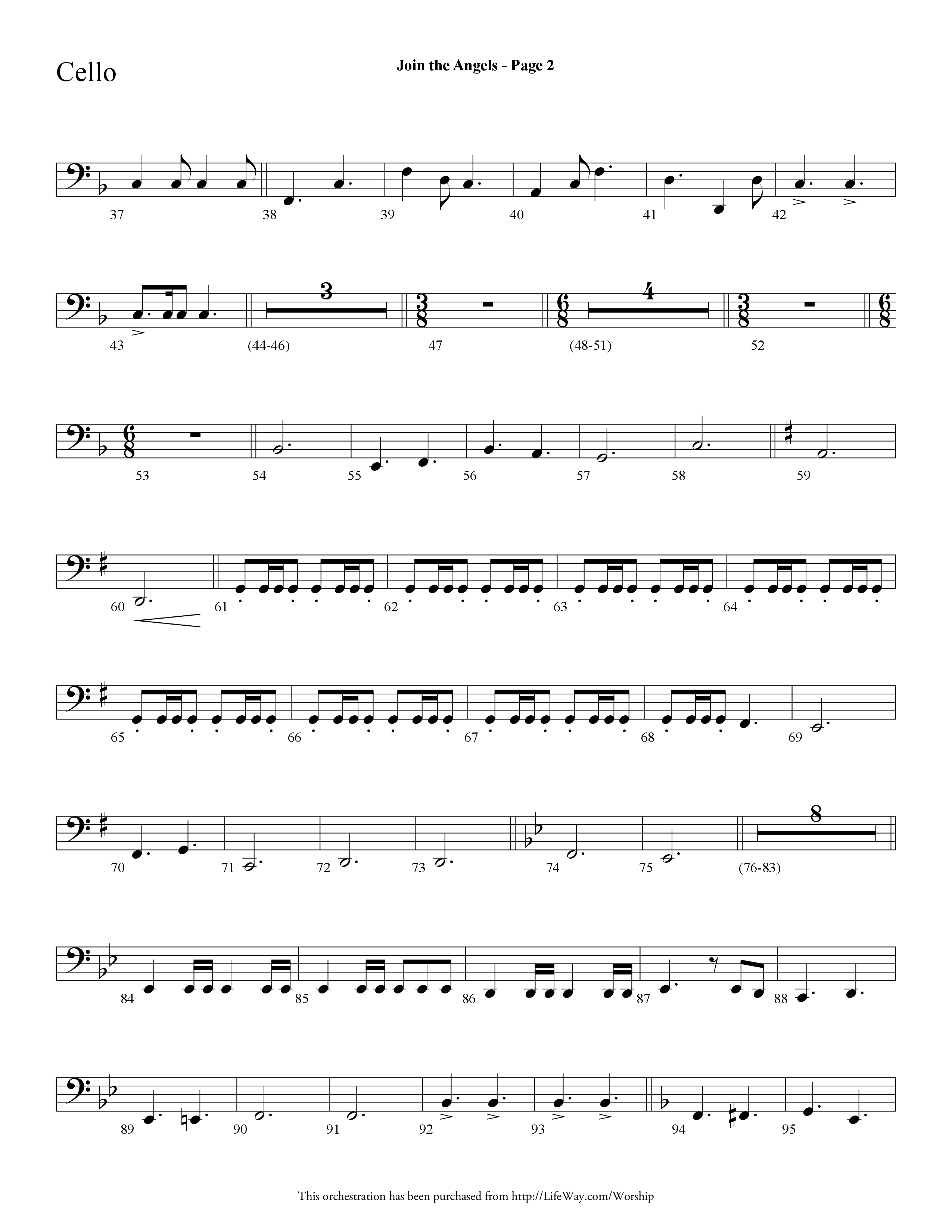 Join the Angels (Choral Anthem SATB) Cello (Lifeway Choral / Arr. Dave Williamson)
