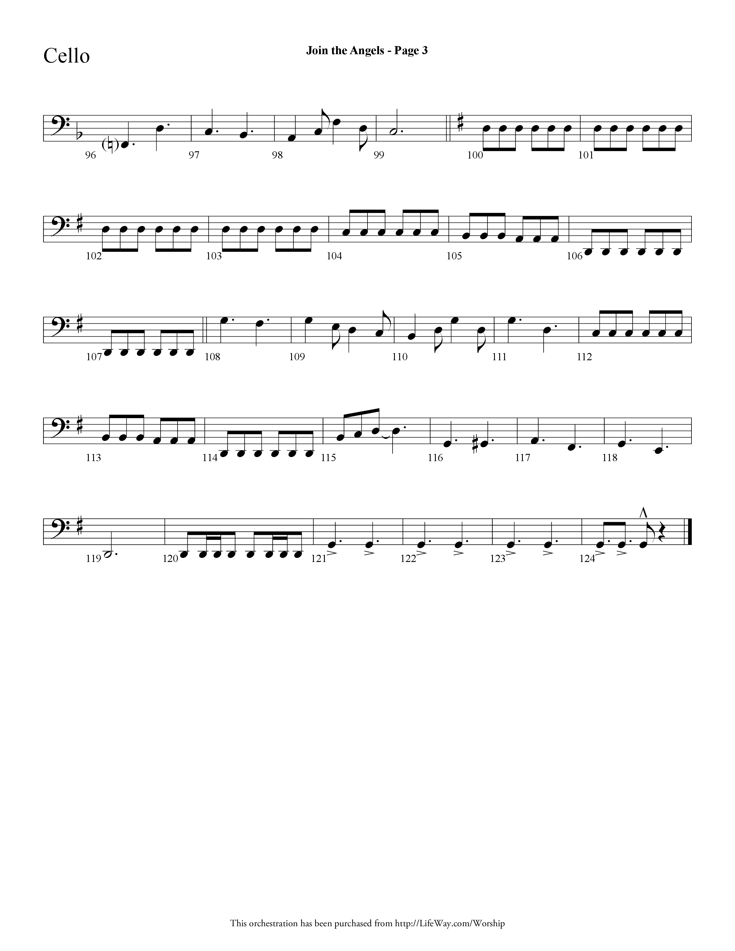 Join the Angels (Choral Anthem SATB) Cello (Lifeway Choral / Arr. Dave Williamson)