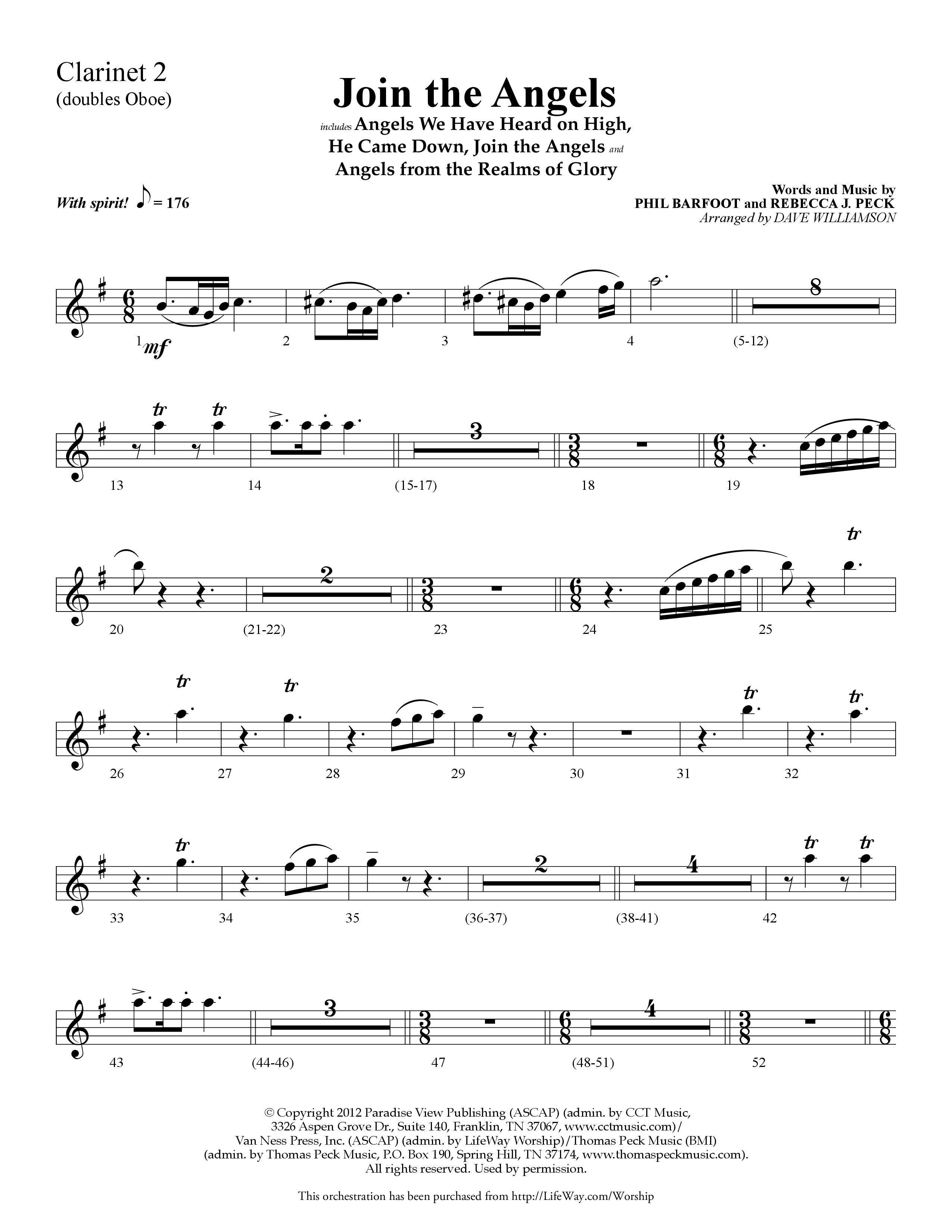 Join the Angels (Choral Anthem SATB) Clarinet 1/2 (Lifeway Choral / Arr. Dave Williamson)