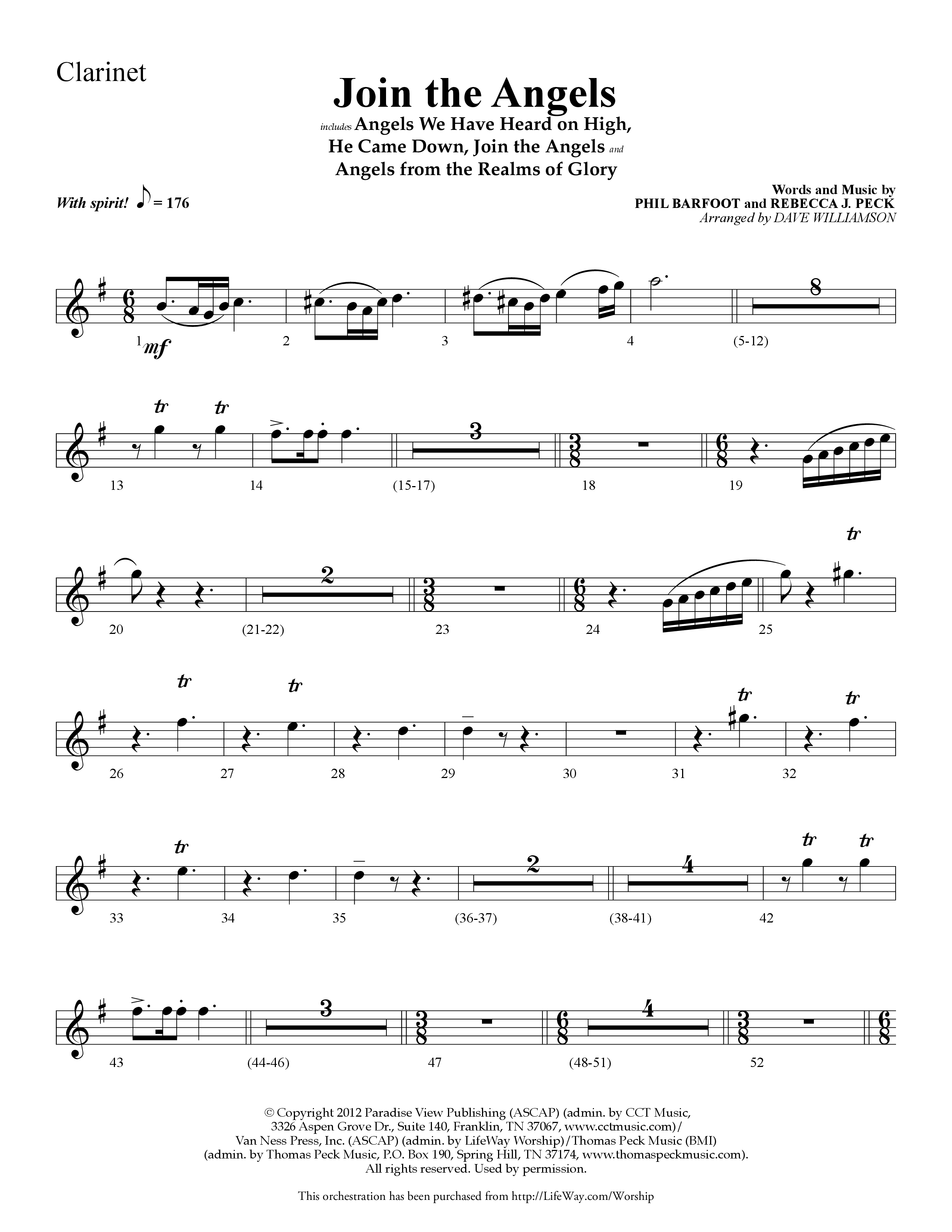 Join the Angels (Choral Anthem SATB) Clarinet (Lifeway Choral / Arr. Dave Williamson)