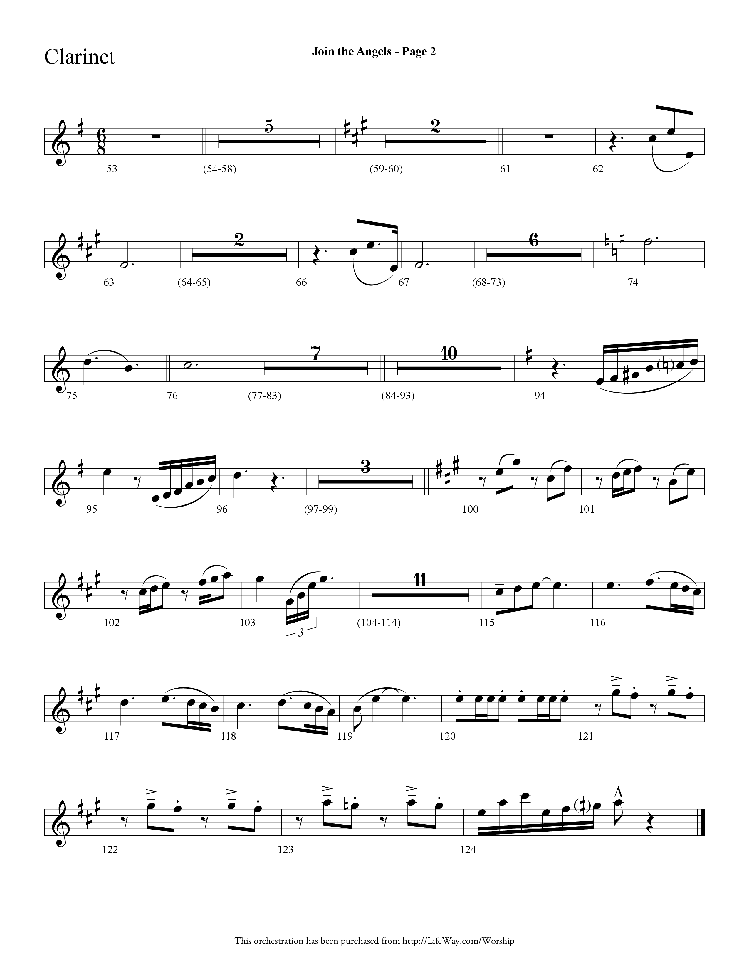 Join the Angels (Choral Anthem SATB) Clarinet (Lifeway Choral / Arr. Dave Williamson)