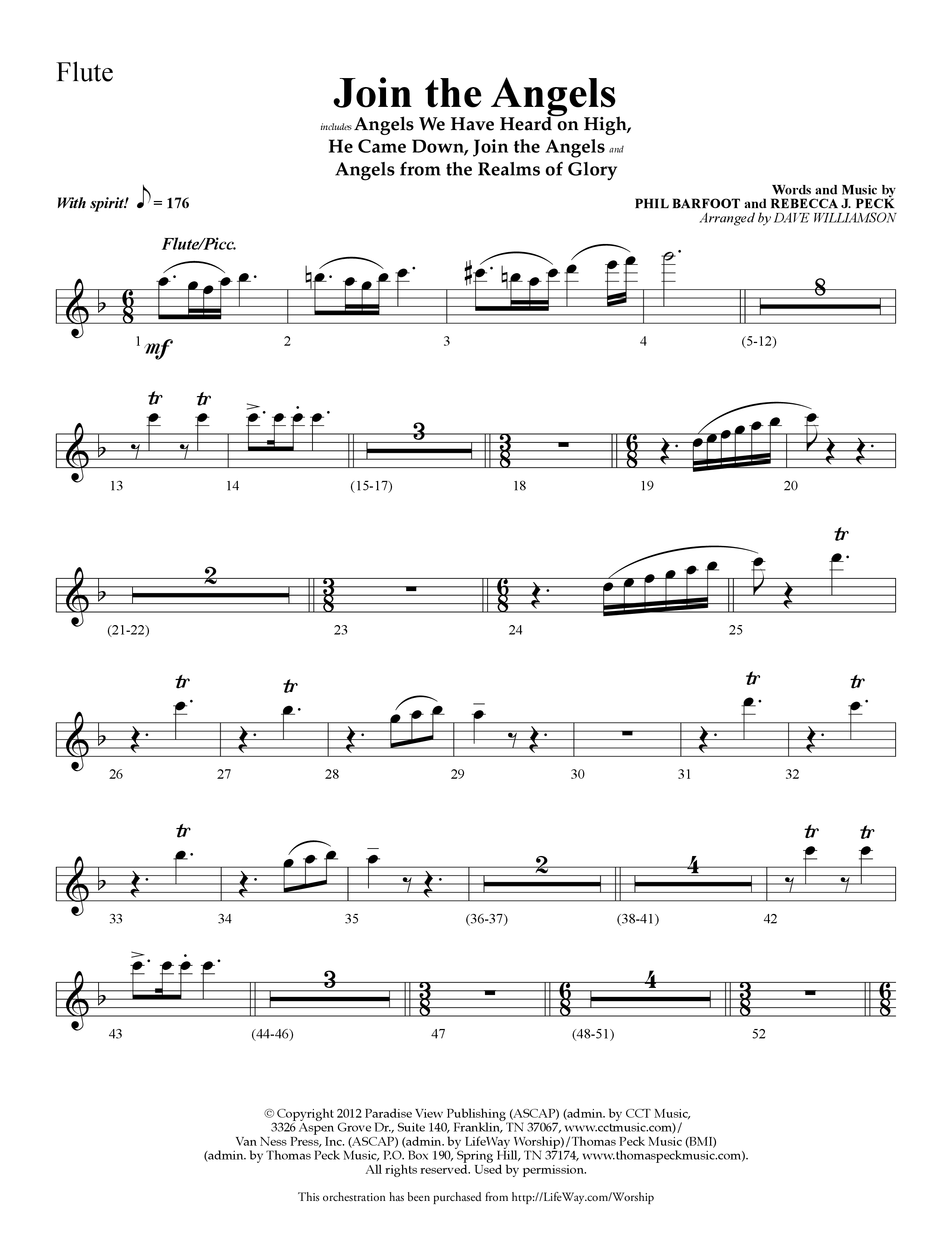 Join the Angels (Choral Anthem SATB) Flute 1/2 (Lifeway Choral / Arr. Dave Williamson)