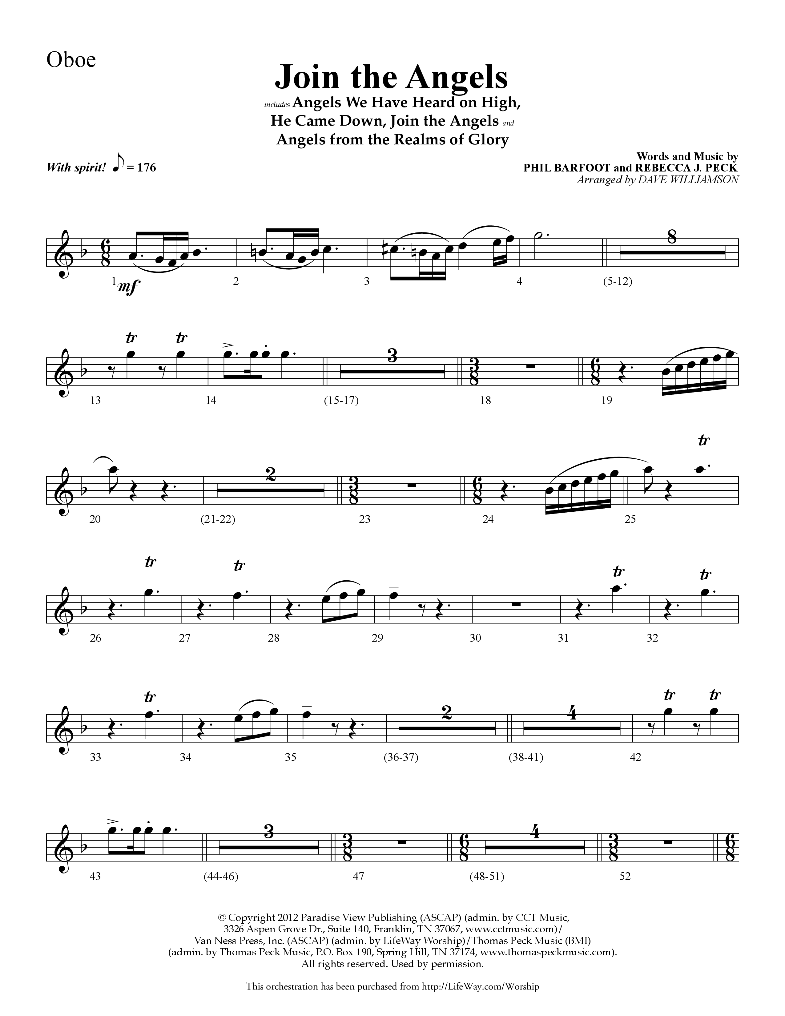 Join the Angels (Choral Anthem SATB) Oboe (Lifeway Choral / Arr. Dave Williamson)