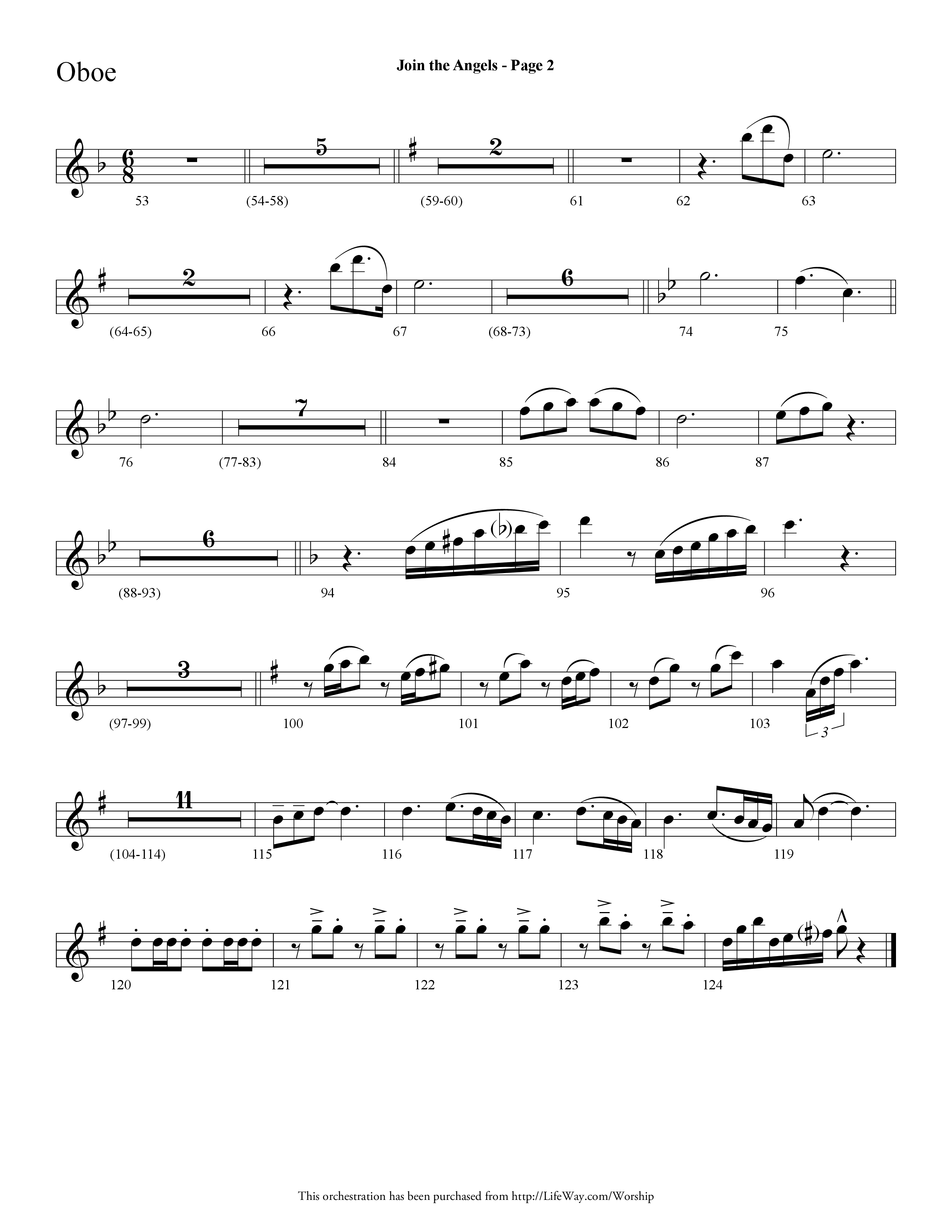 Join the Angels (Choral Anthem SATB) Oboe (Lifeway Choral / Arr. Dave Williamson)
