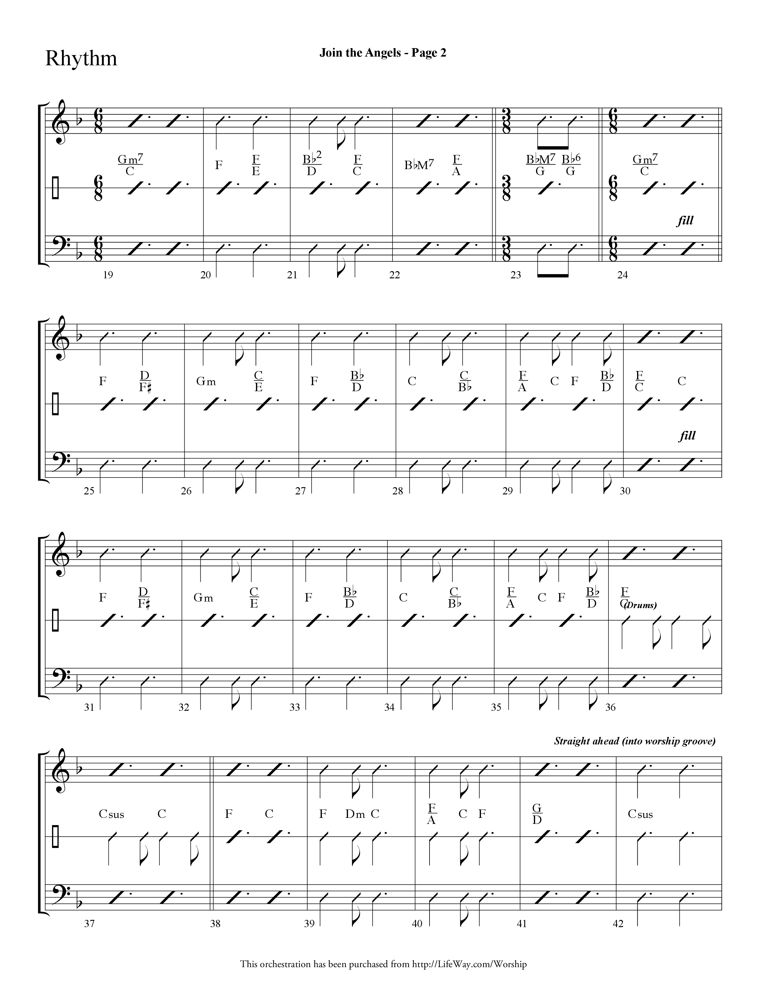 Join the Angels (Choral Anthem SATB) Rhythm Chart (Lifeway Choral / Arr. Dave Williamson)