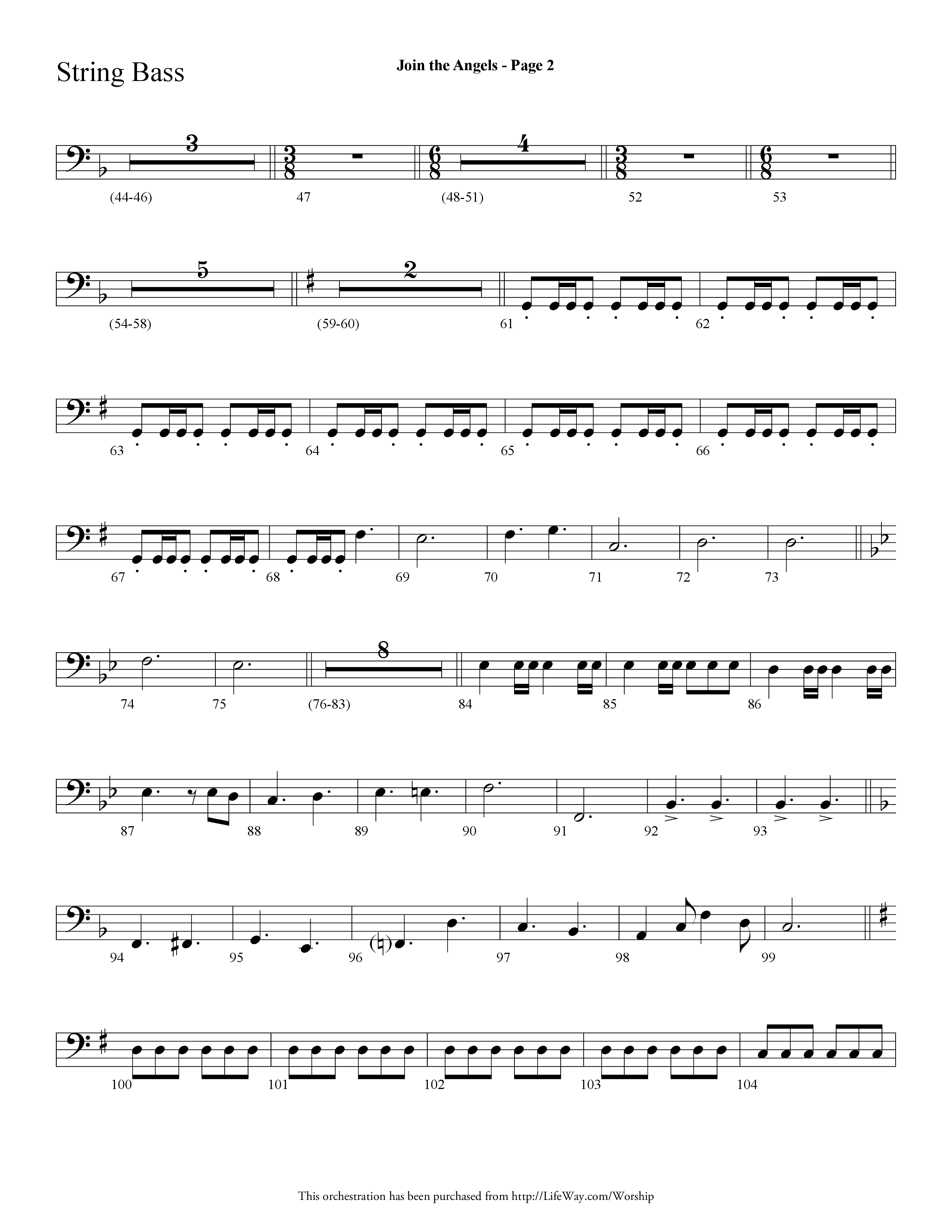 Join the Angels (Choral Anthem SATB) String Bass (Lifeway Choral / Arr. Dave Williamson)