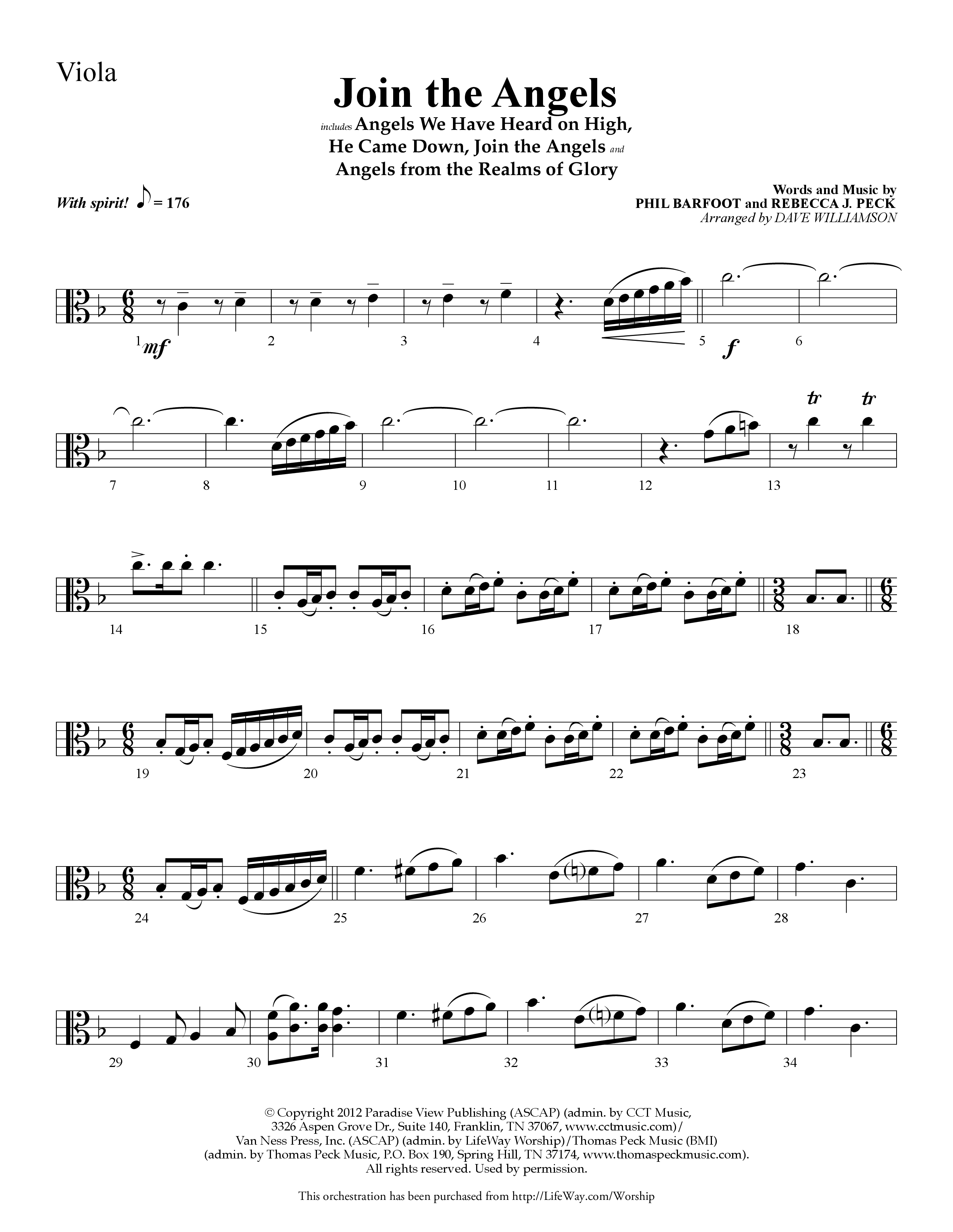 Join the Angels (Choral Anthem SATB) Viola (Lifeway Choral / Arr. Dave Williamson)