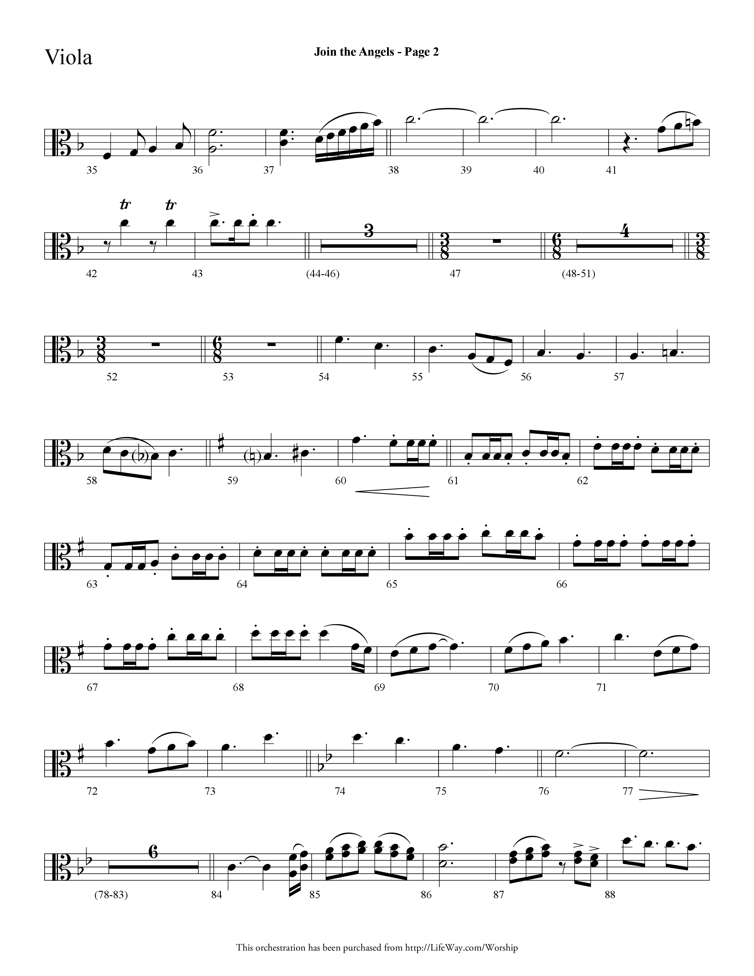 Join the Angels (Choral Anthem SATB) Viola (Lifeway Choral / Arr. Dave Williamson)