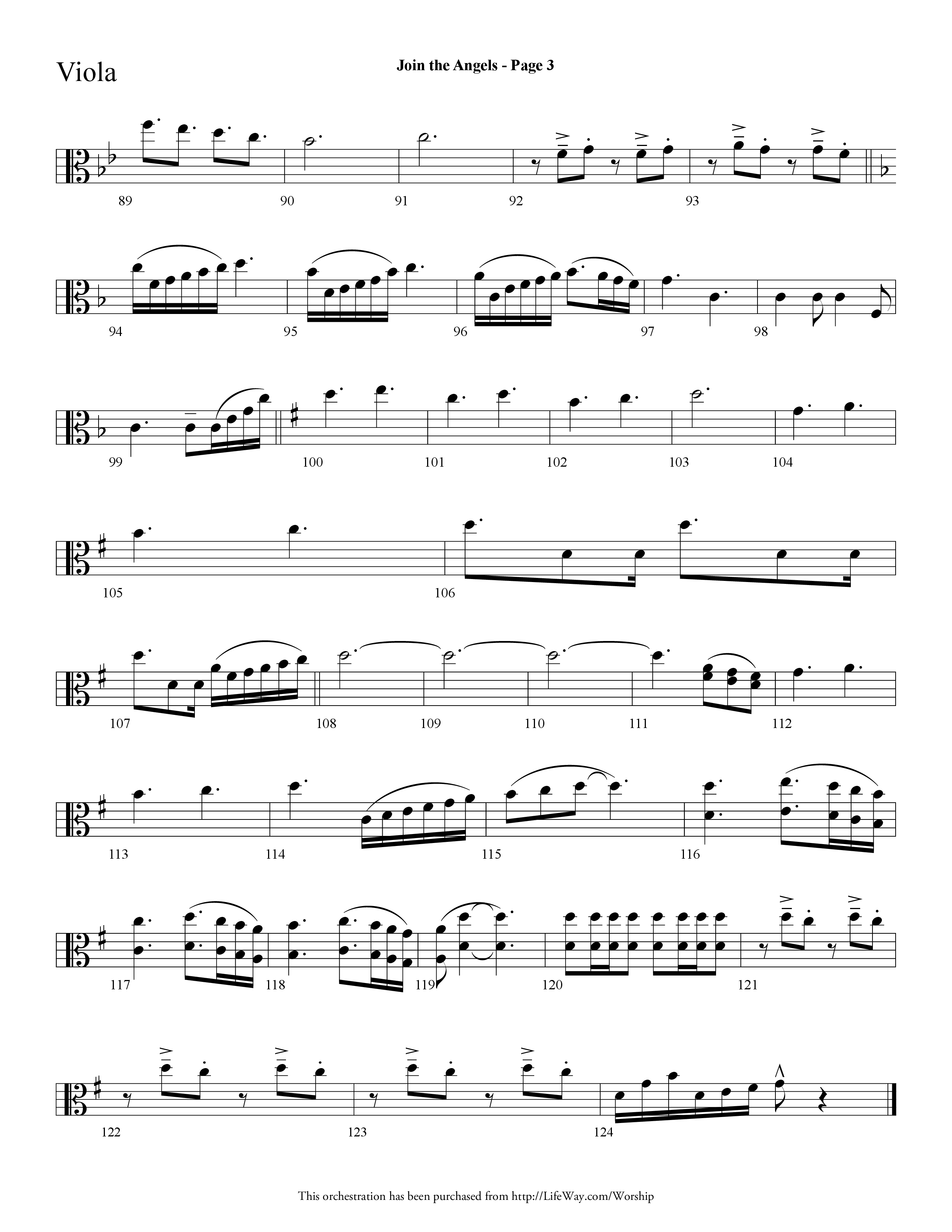 Join the Angels (Choral Anthem SATB) Viola (Lifeway Choral / Arr. Dave Williamson)
