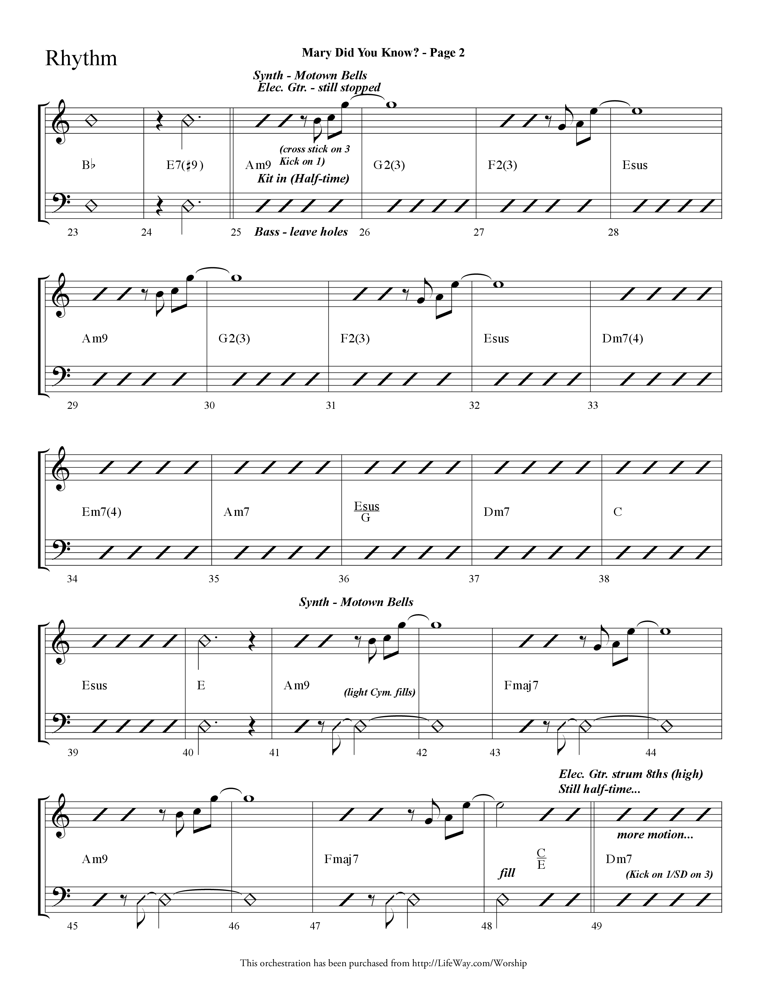 Mary Did You Know (Choral Anthem SATB) Rhythm Chart (Lifeway Choral / Arr. Dave Williamson)