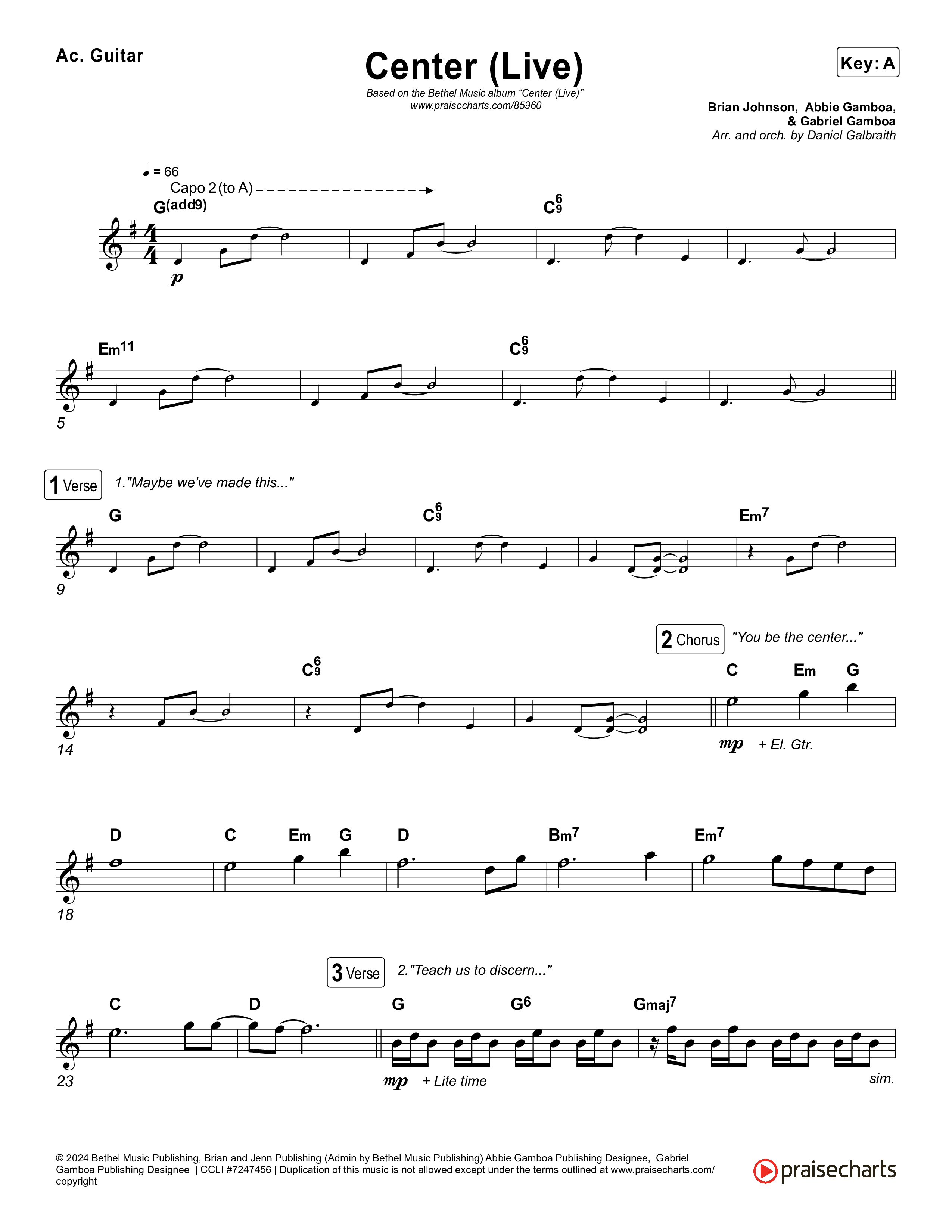 Center (Live) Acoustic Guitar (Bethel Music / Abbie Gamboa)