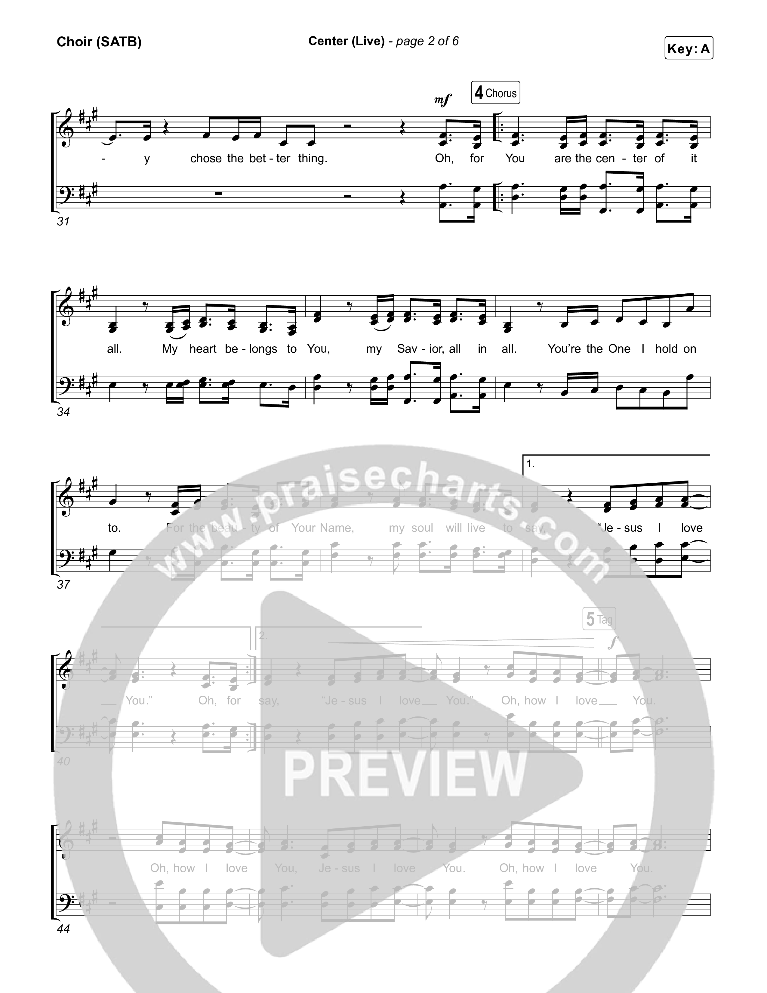 Center (Live) Choir Sheet (SATB) (Bethel Music / Abbie Gamboa)