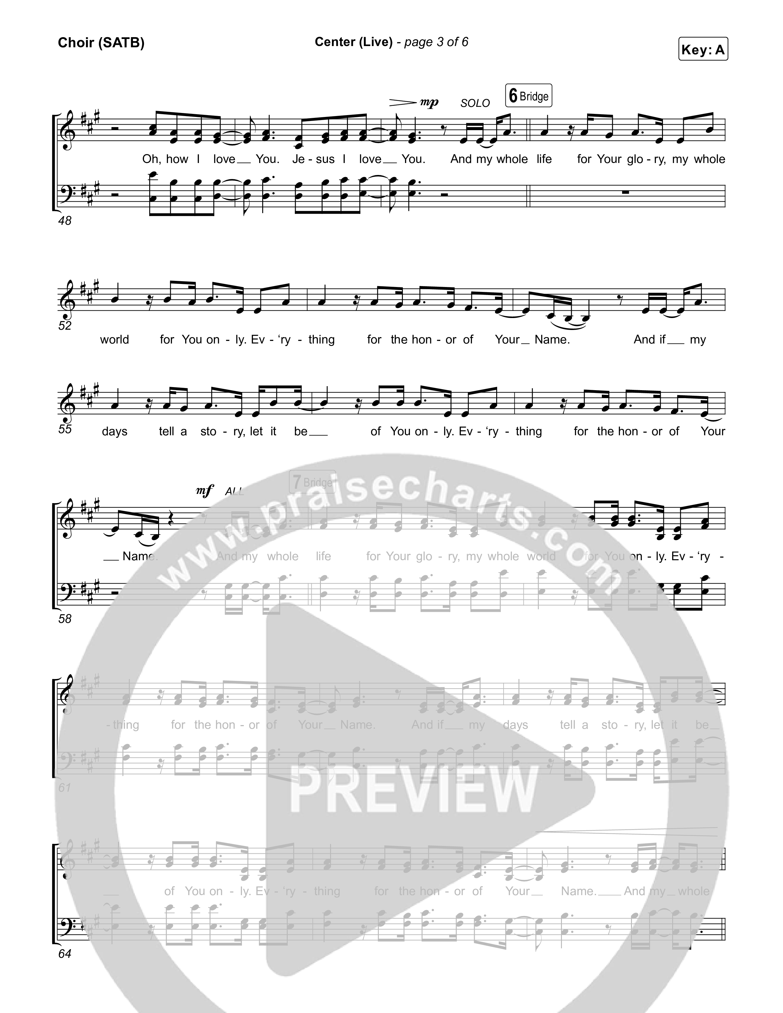 Center (Live) Choir Sheet (SATB) (Bethel Music / Abbie Gamboa)