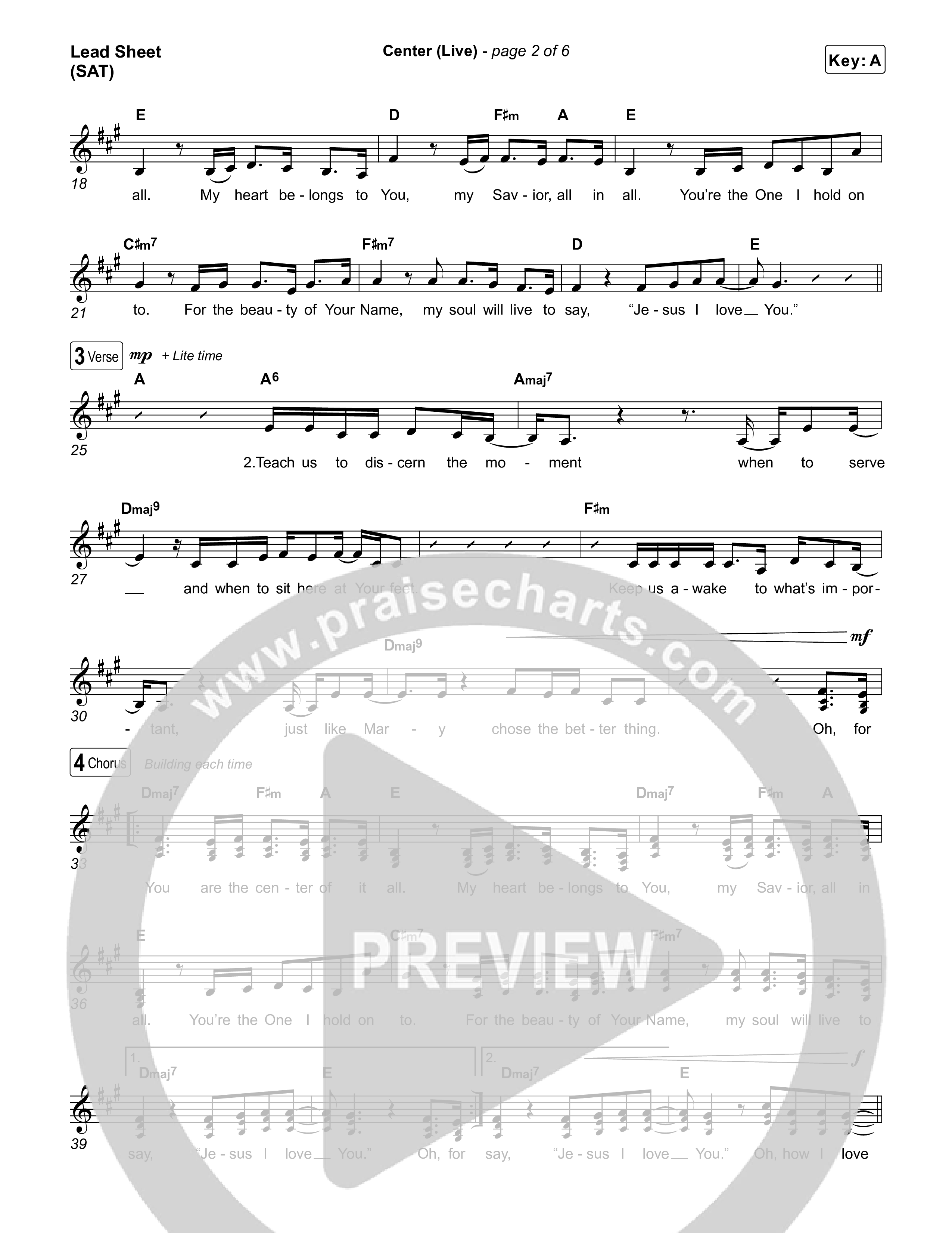 Center (Live) Lead Sheet (SAT) (Bethel Music / Abbie Gamboa)