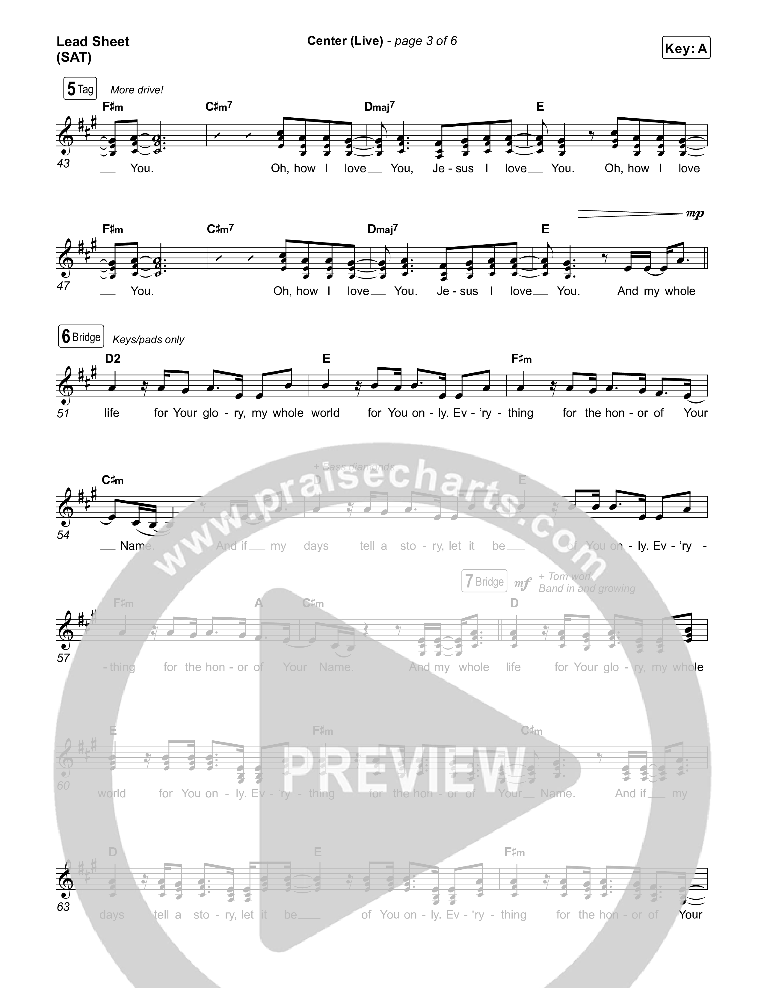 Center (Live) Lead Sheet (SAT) (Bethel Music / Abbie Gamboa)