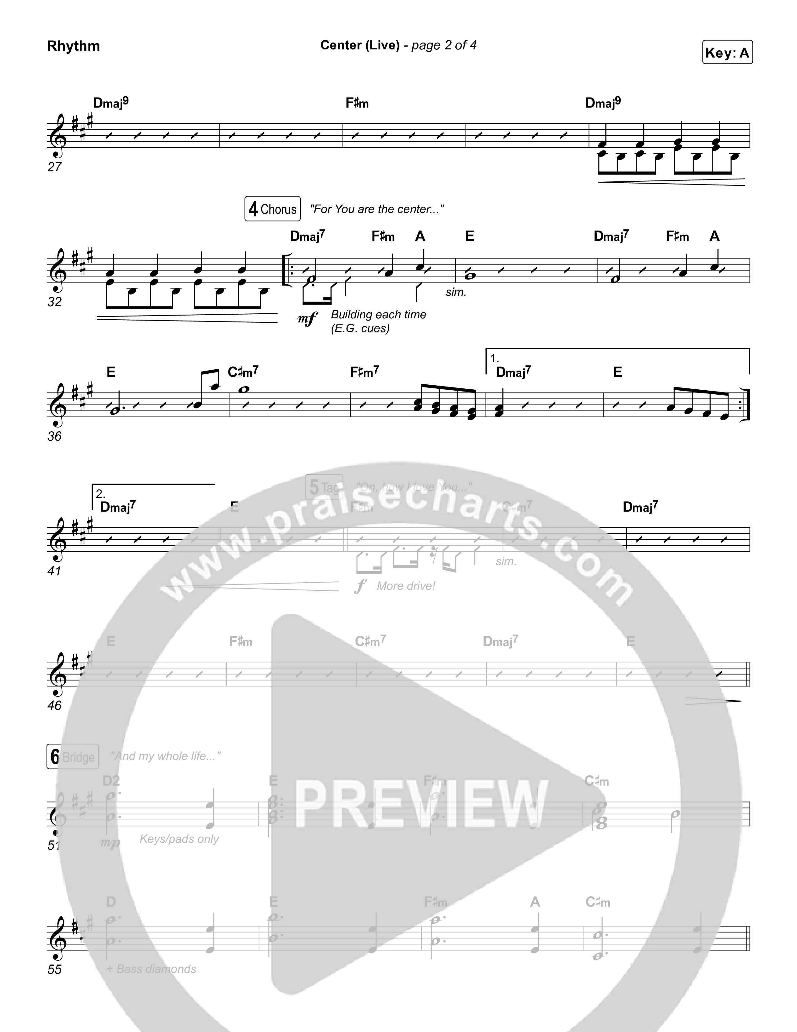Center (Live) Rhythm Chart (Bethel Music / Abbie Gamboa)