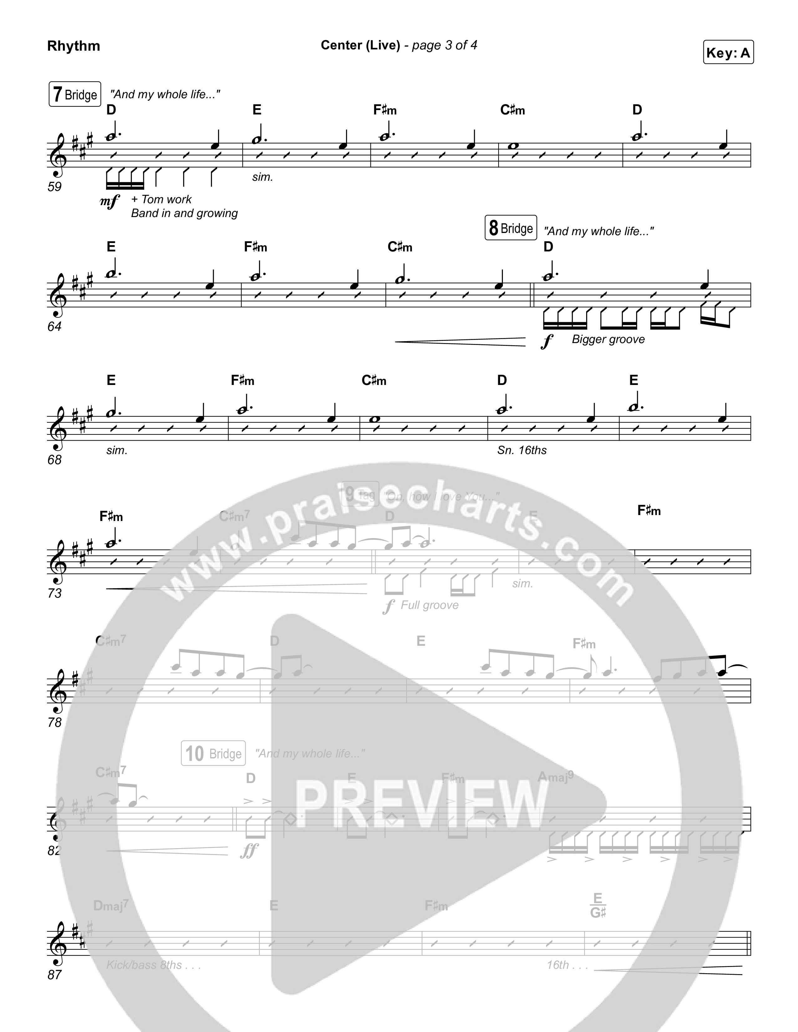 Center (Live) Rhythm Chart (Bethel Music / Abbie Gamboa)