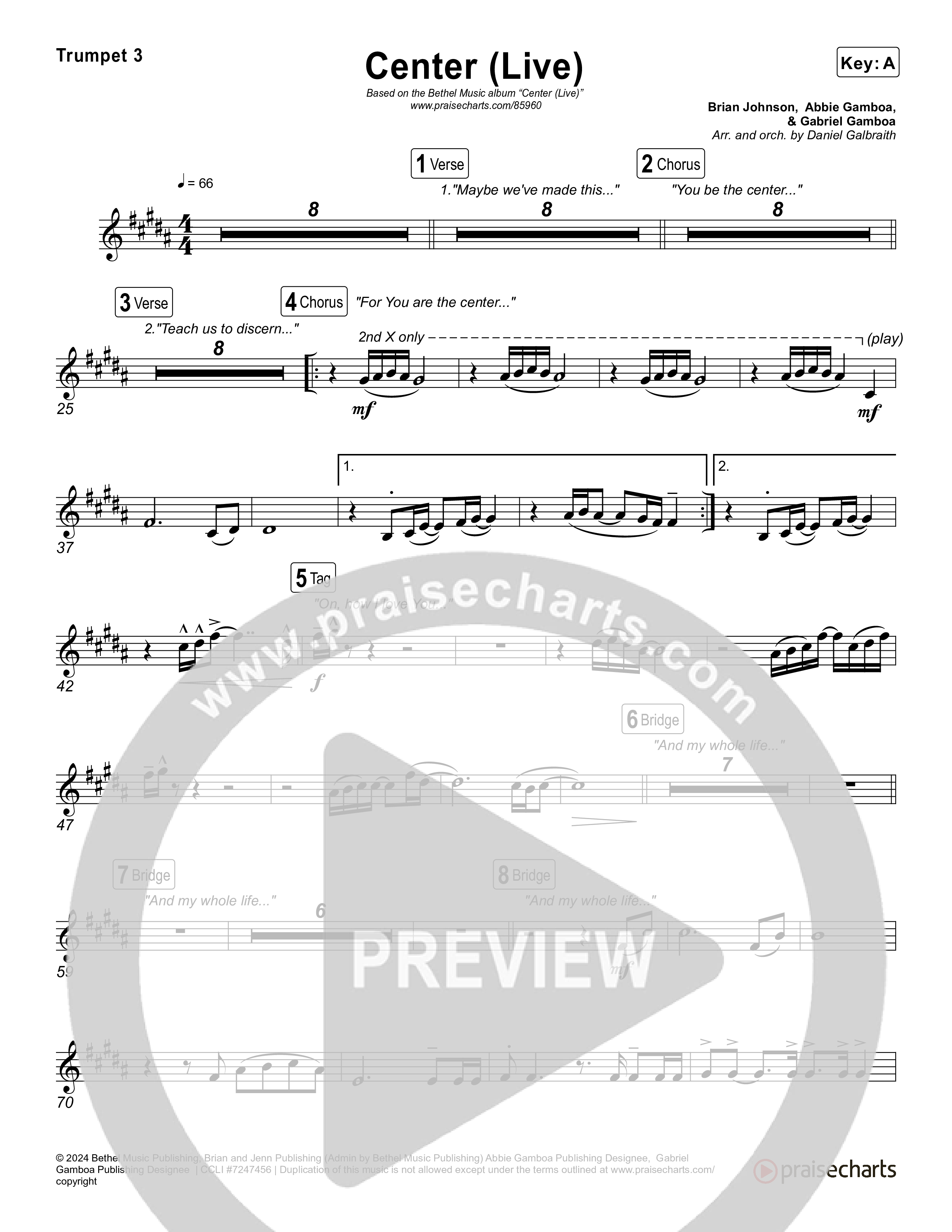 Center (Live) Trumpet 1,2 (Bethel Music / Abbie Gamboa)