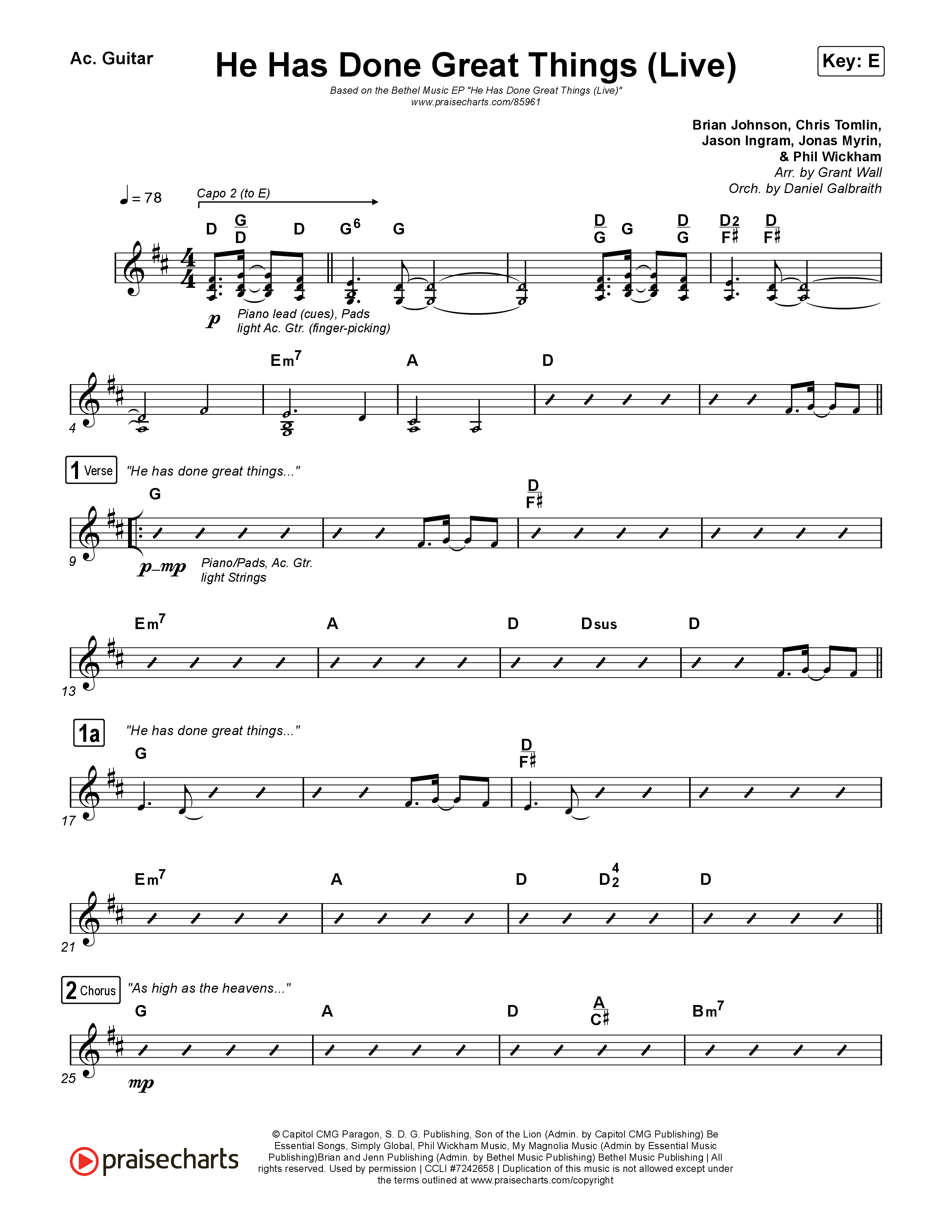 He Has Done Great Things (Live) Acoustic Guitar (Bethel Music / Brian Johnson)