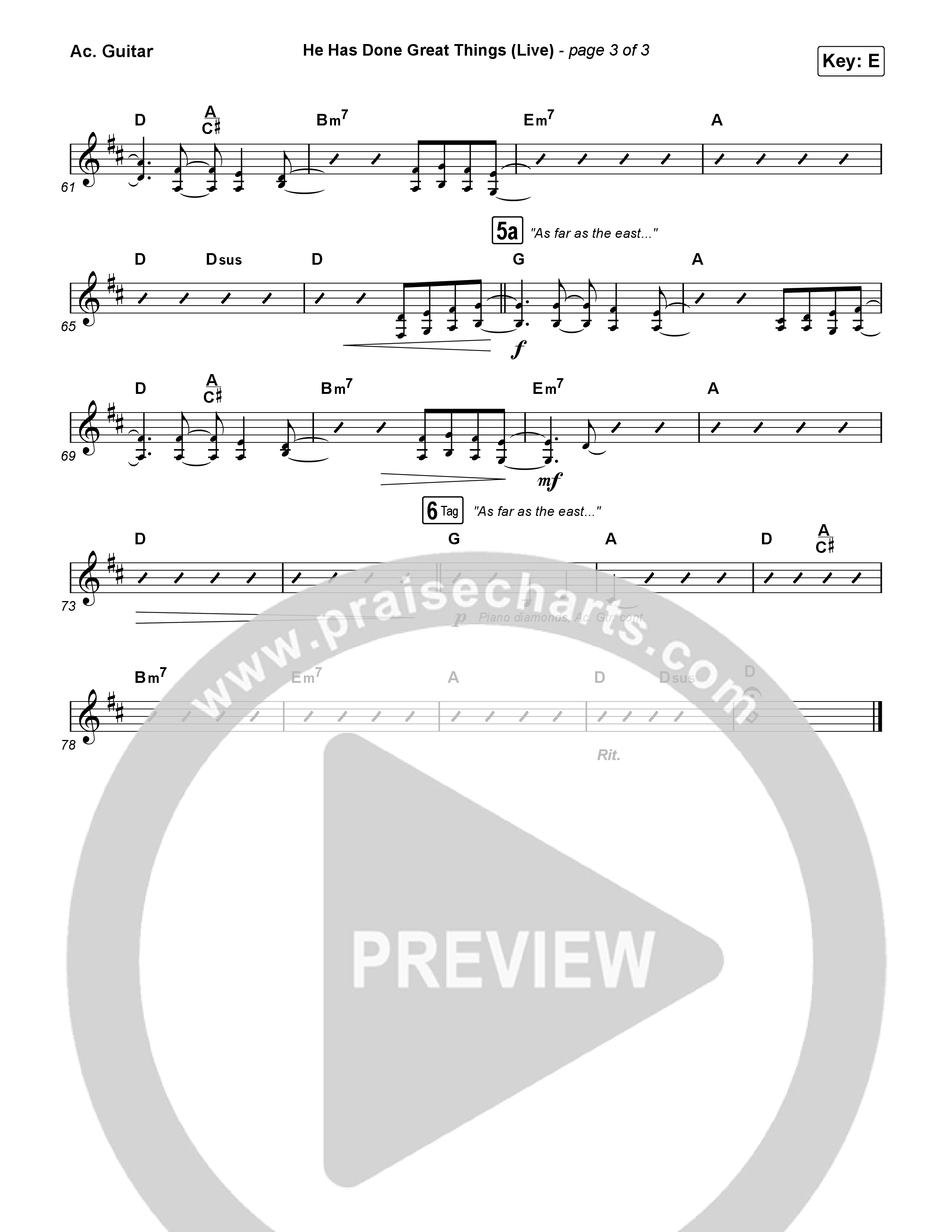 He Has Done Great Things (Live) Acoustic Guitar (Bethel Music / Brian Johnson)