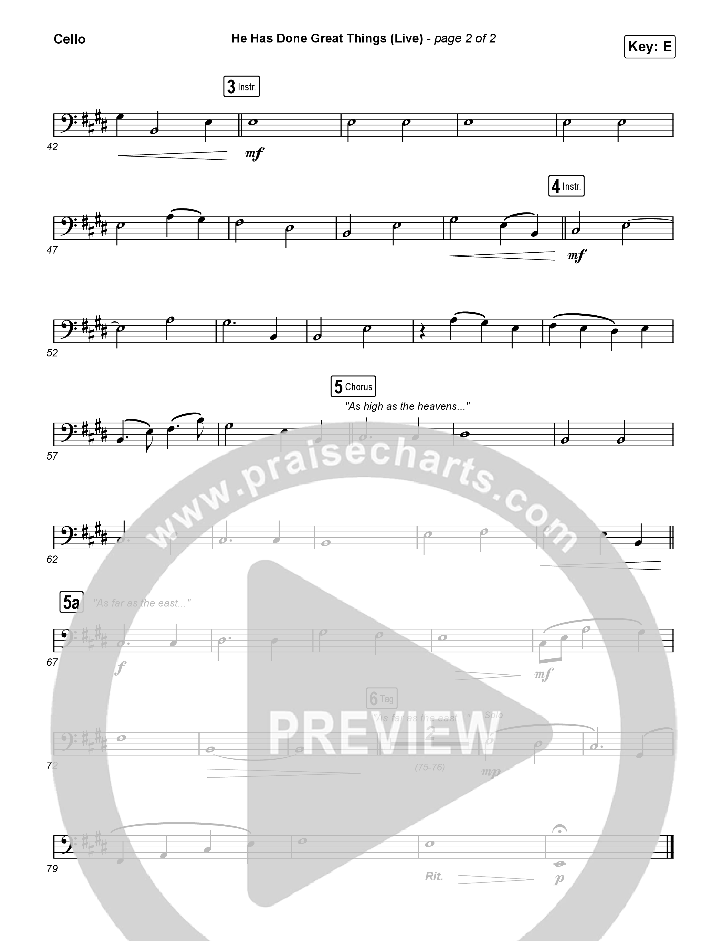 He Has Done Great Things (Live) Cello (Bethel Music / Brian Johnson)