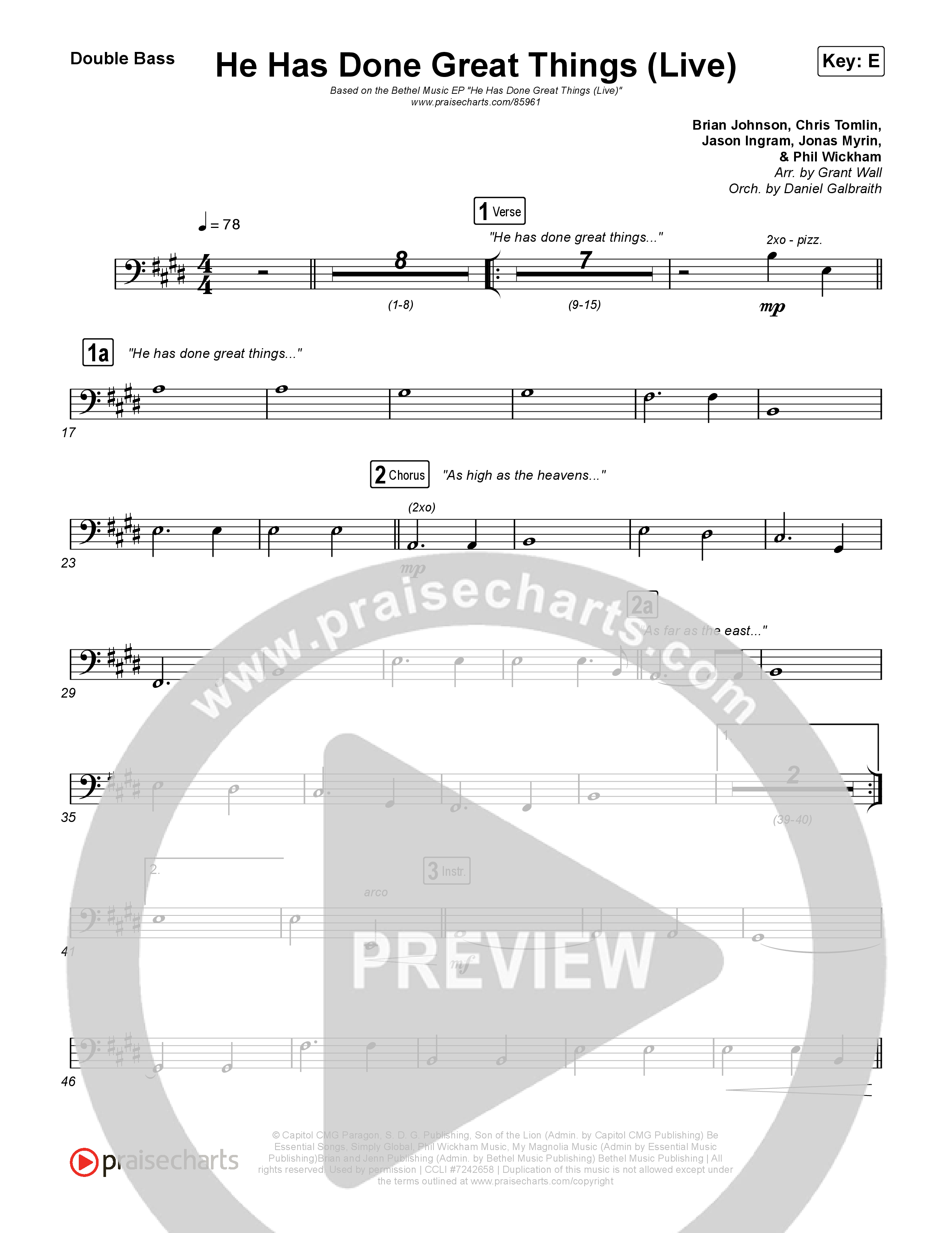 He Has Done Great Things (Live) String Bass (Bethel Music / Brian Johnson)