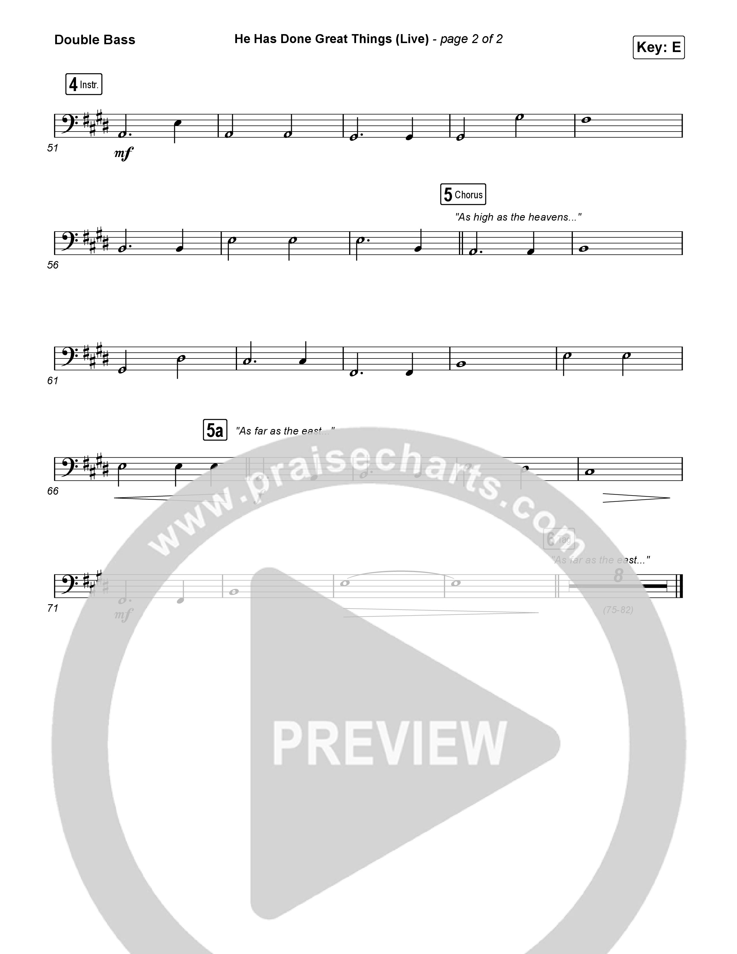 He Has Done Great Things (Live) String Bass (Bethel Music / Brian Johnson)