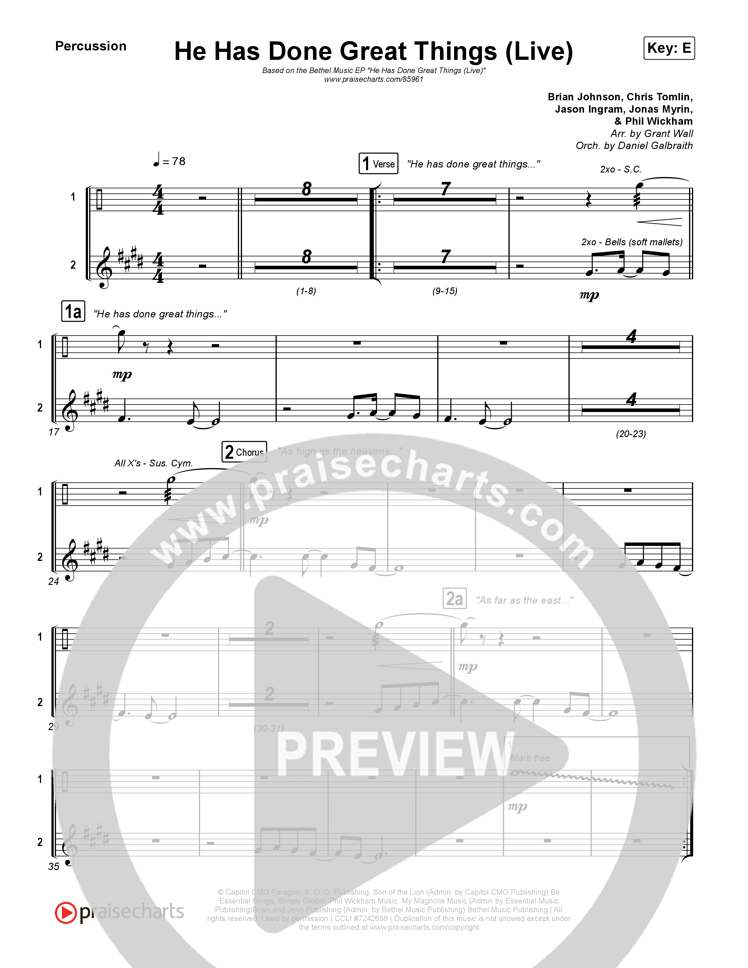 He Has Done Great Things (Live) Percussion (Bethel Music / Brian Johnson)