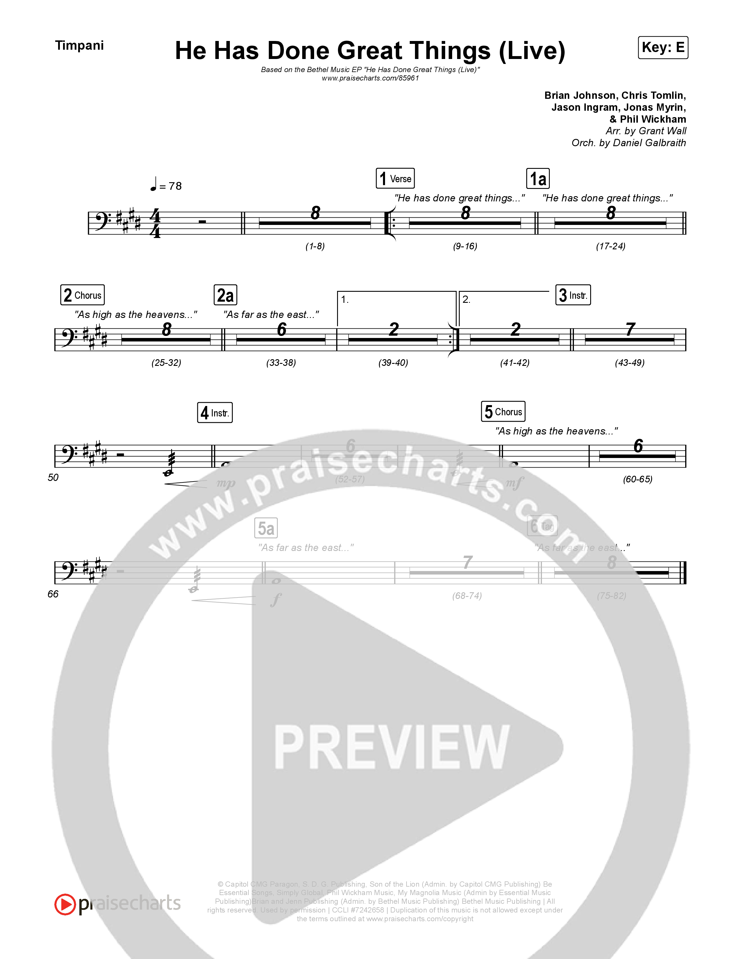 He Has Done Great Things (Live) Timpani (Bethel Music / Brian Johnson)
