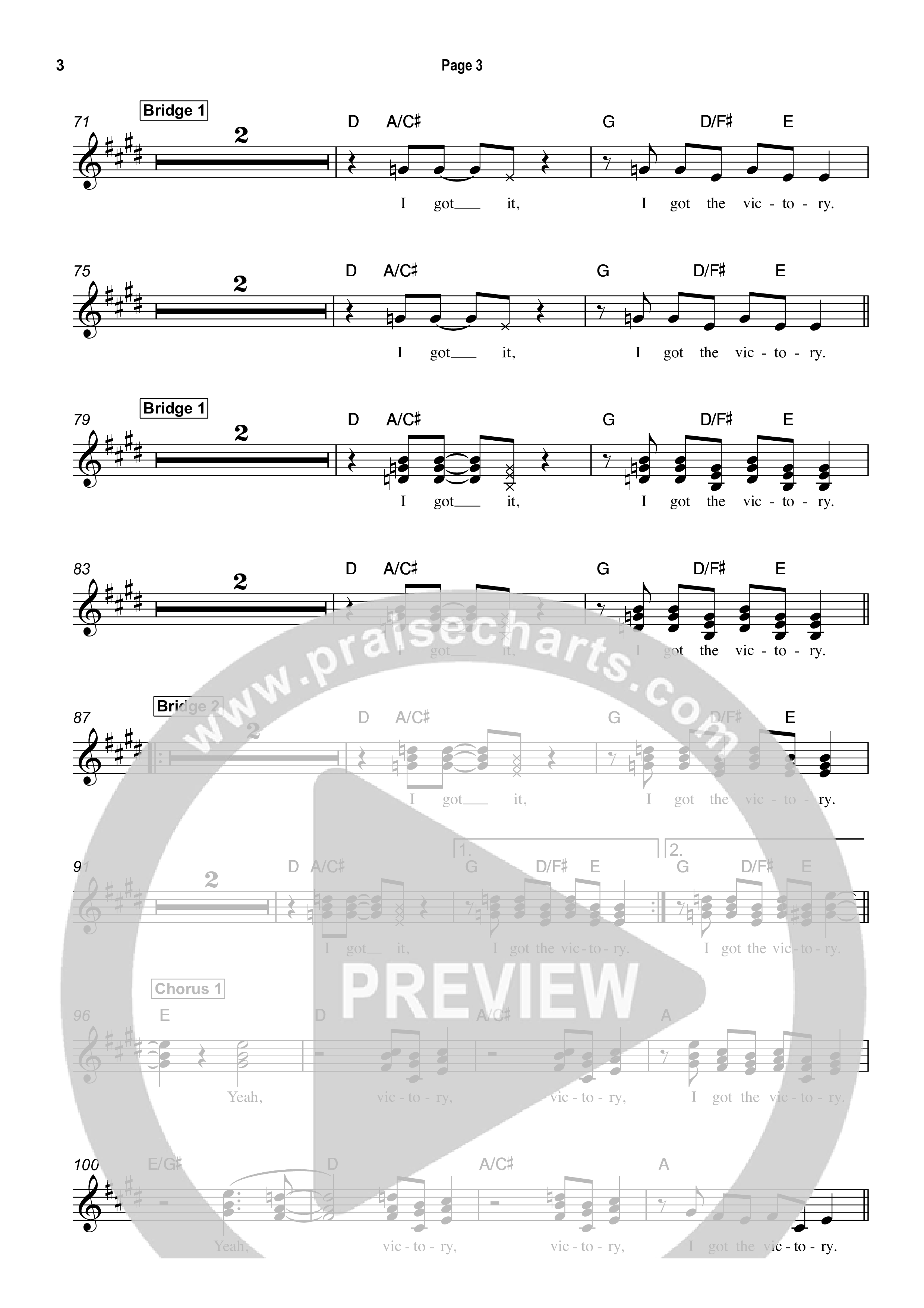 Victory Lead Sheet Melody (David Jennings)